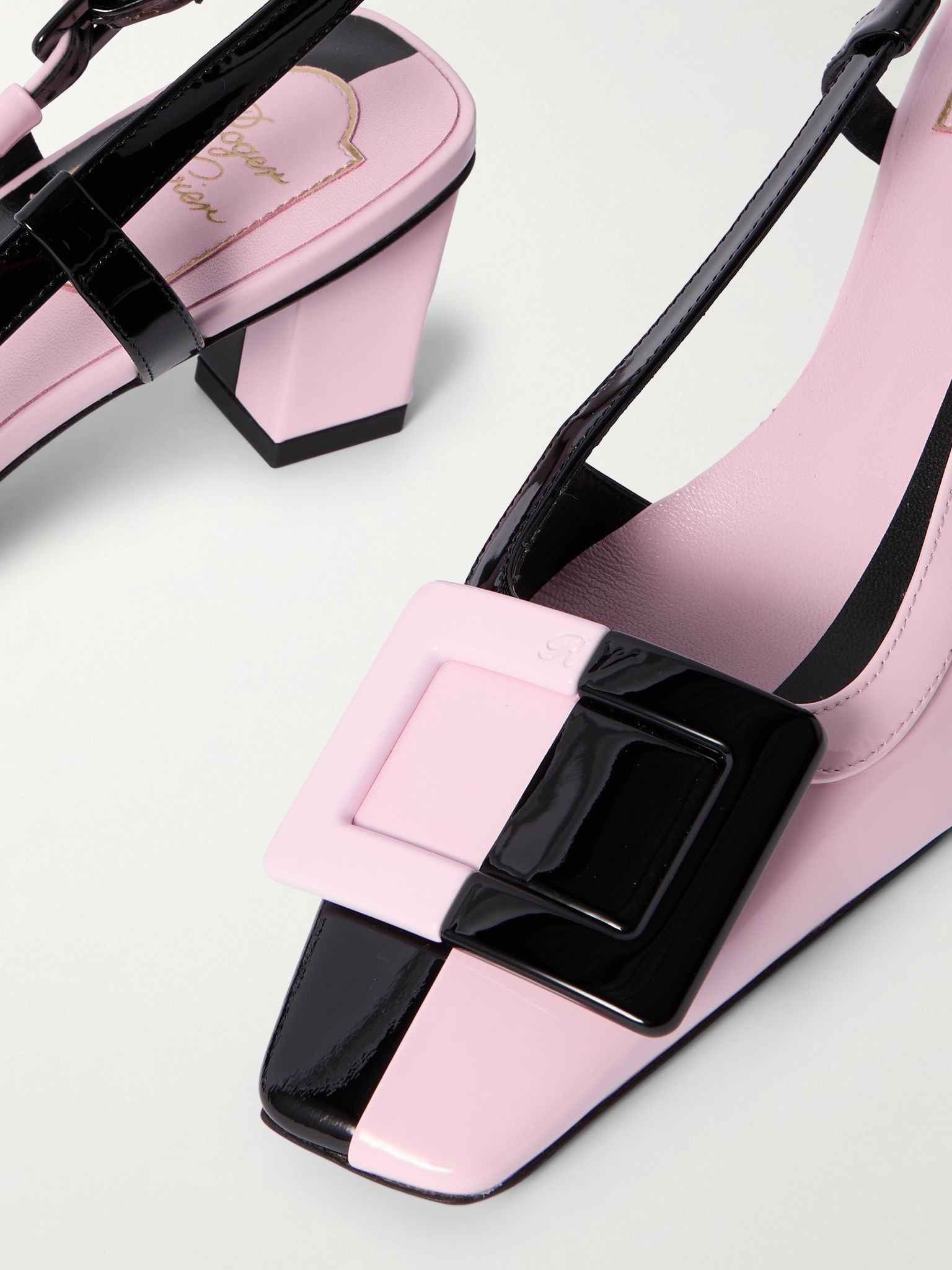 Belle Vivier 45 two-tone patent-leather slingback pumps Baby pink - 4