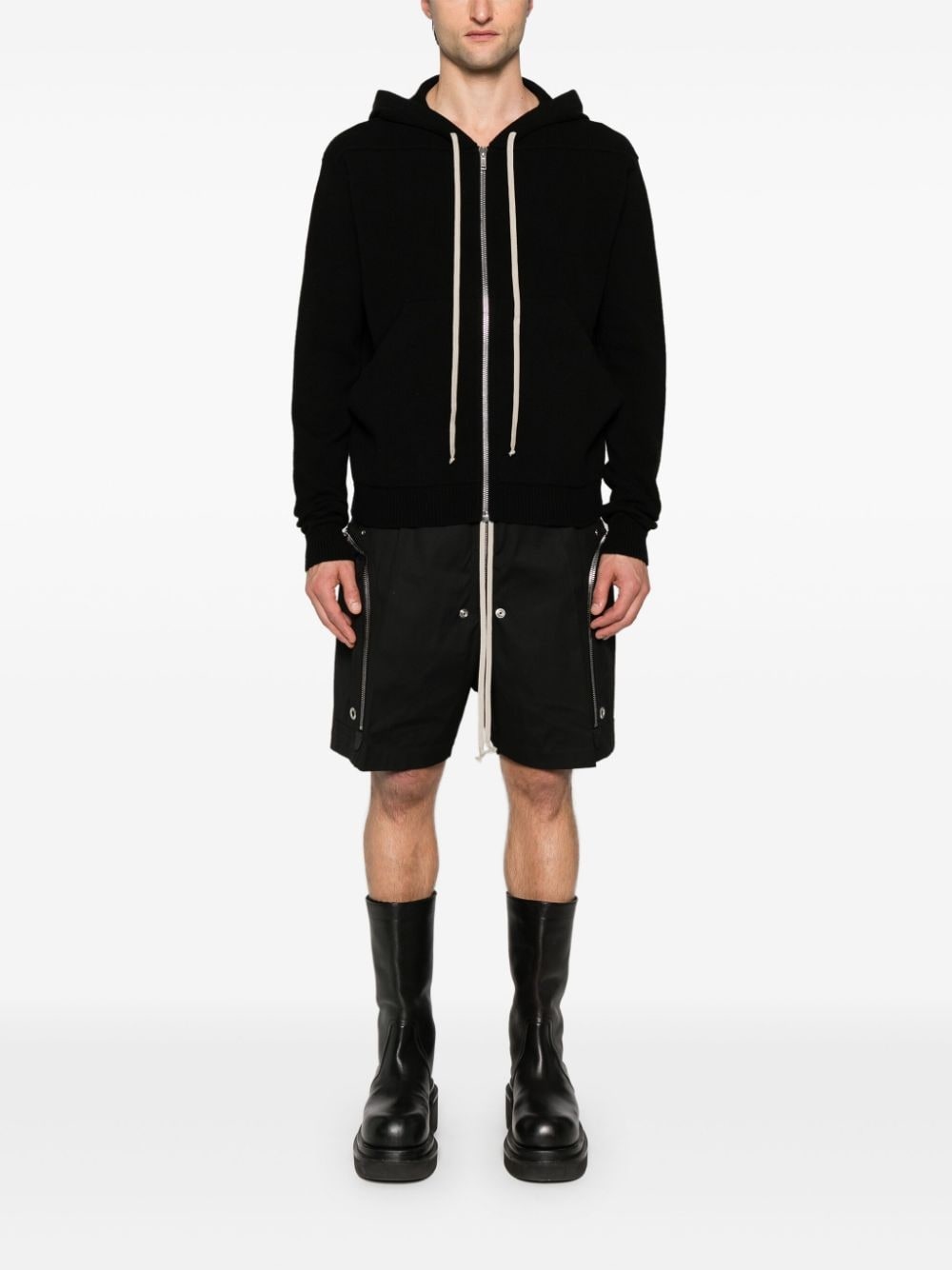 fine-knit zip-up hoodie - 2