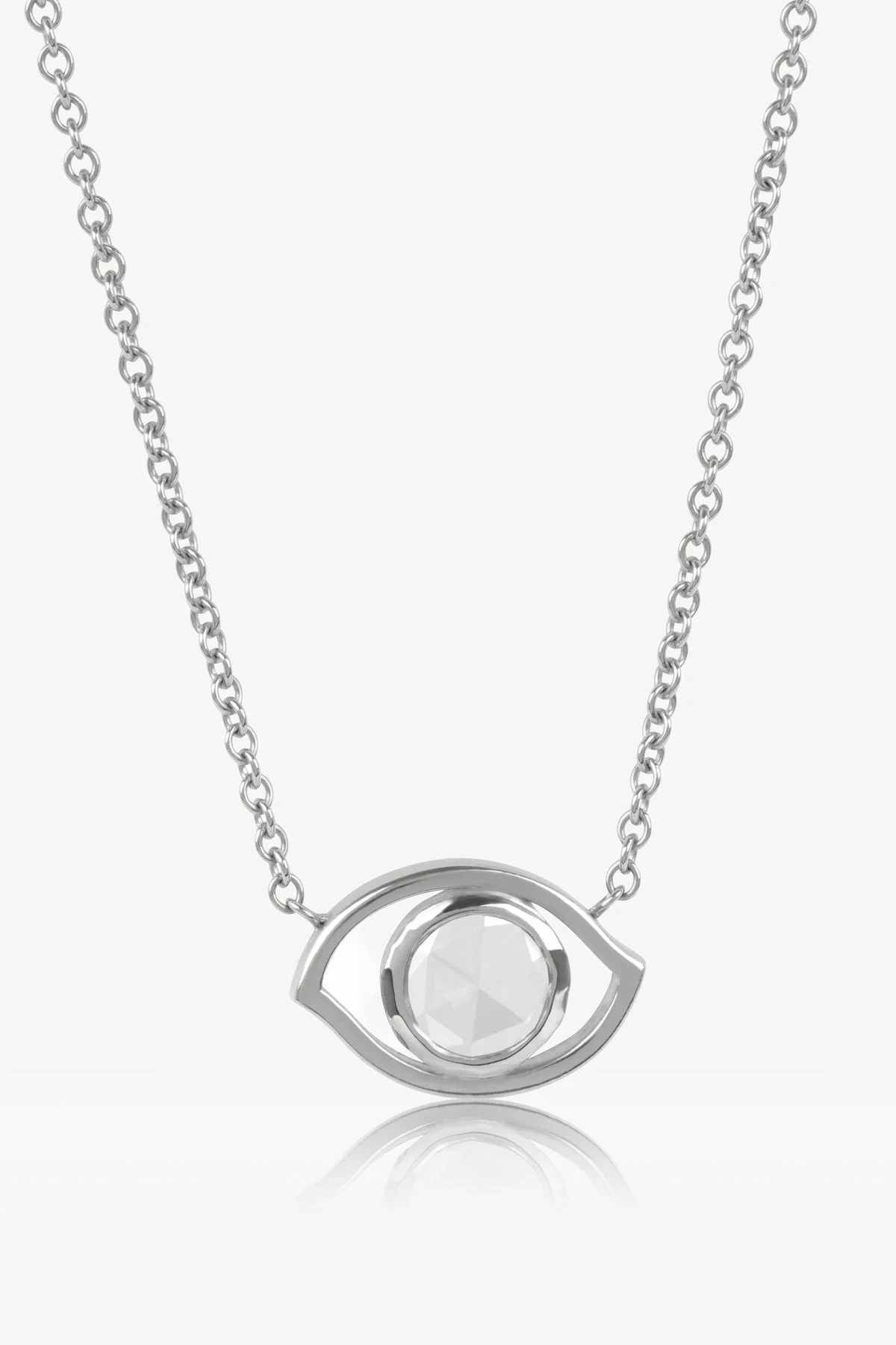 ROSE CUT DIAMOND EVIL EYE NECKLACE - 1