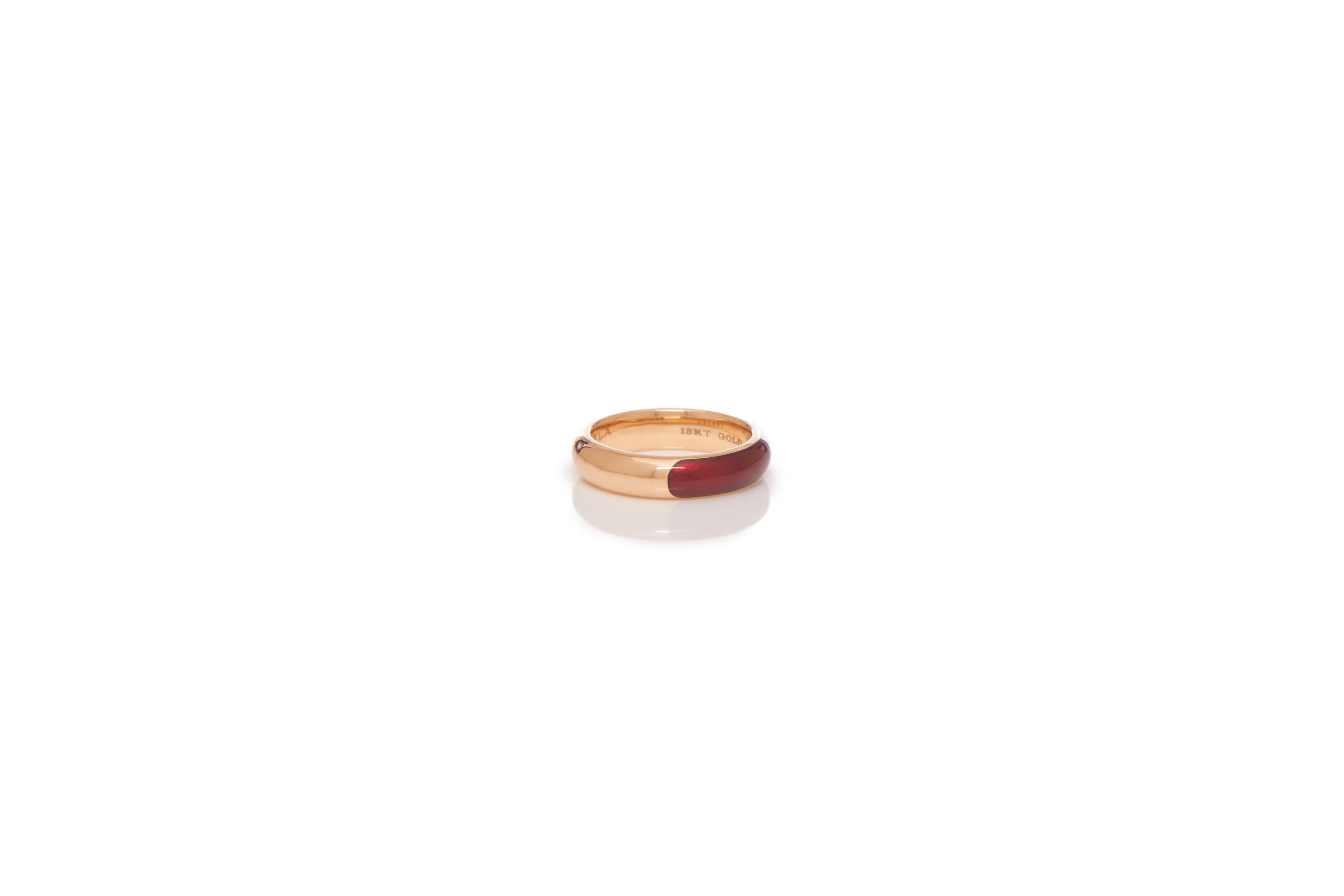 Vitreous Red Enamel & 18K Gold Ring - 2