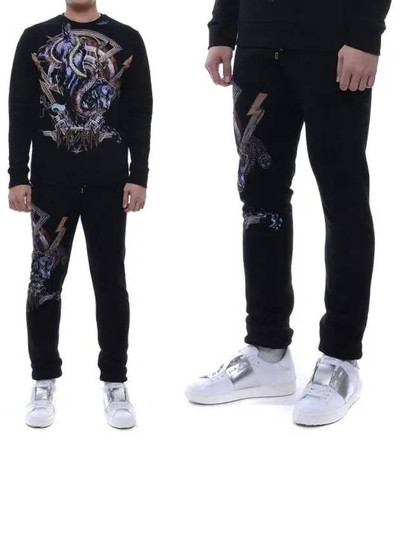 Balmain Snake Print Fleece Track Pants Black outlook