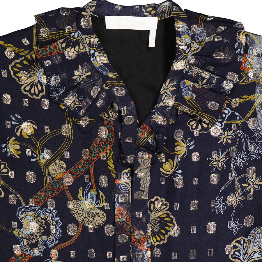 Chloe Blue Floral Silk Georgette Dress - 8