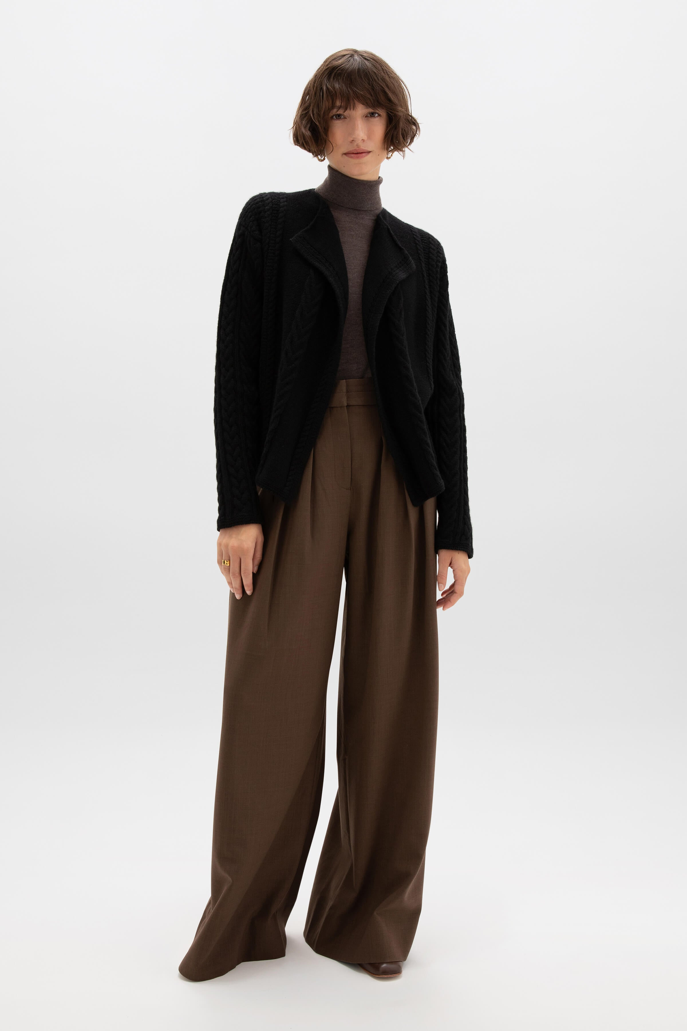 Aran Cable Cashmere Waterfall Cardigan - 5