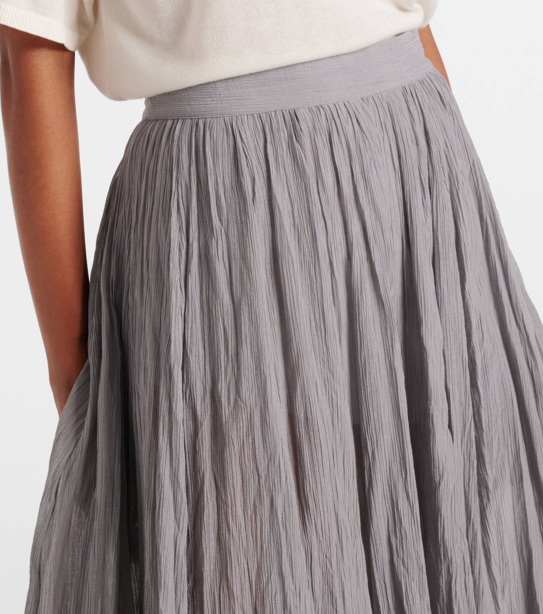 Plissé cotton-blend maxi skirt - 4