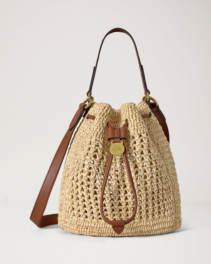 Small Crochet Bucket Natural Crochet Raffia 1