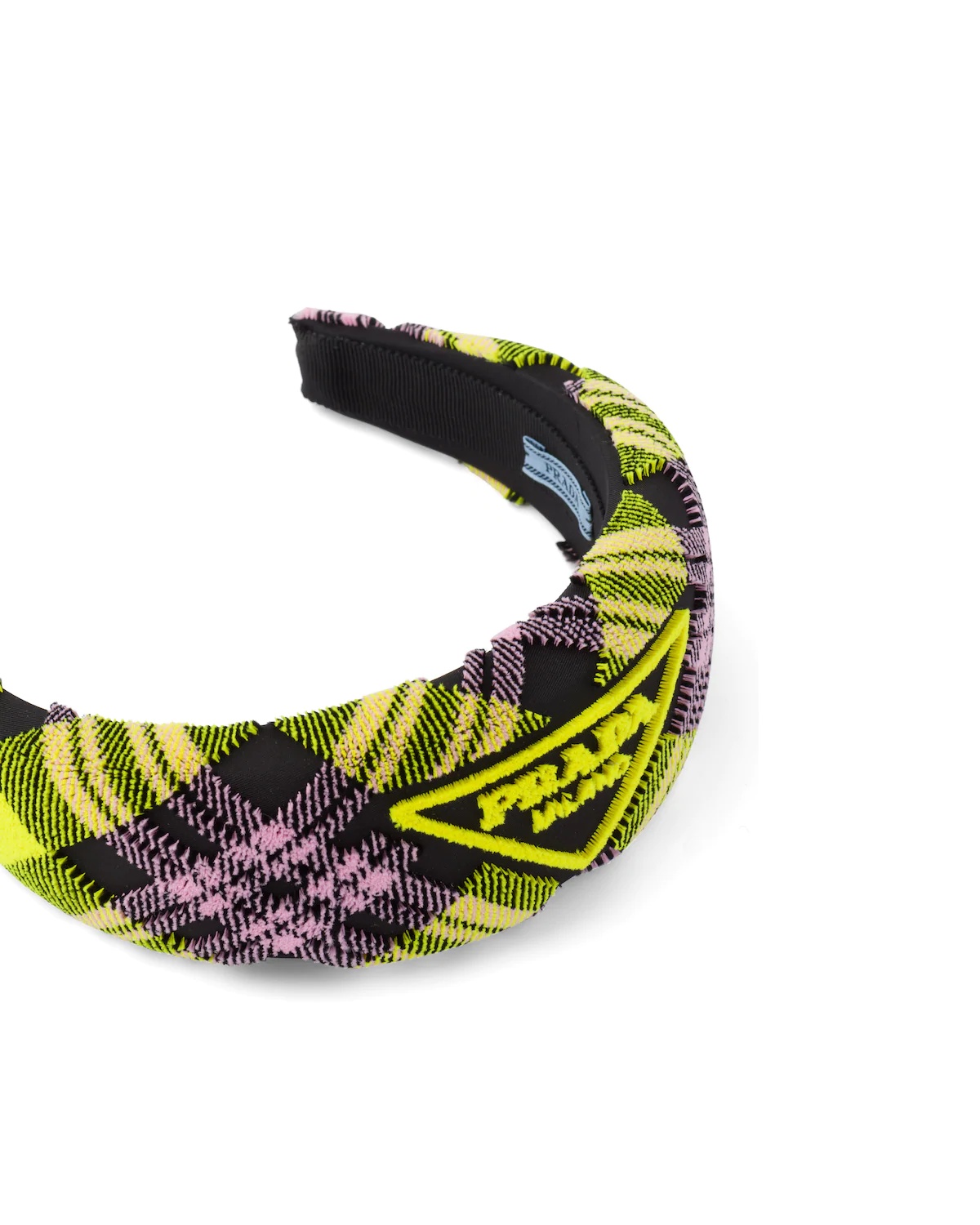 Embroidered plaid velvet headband - 3