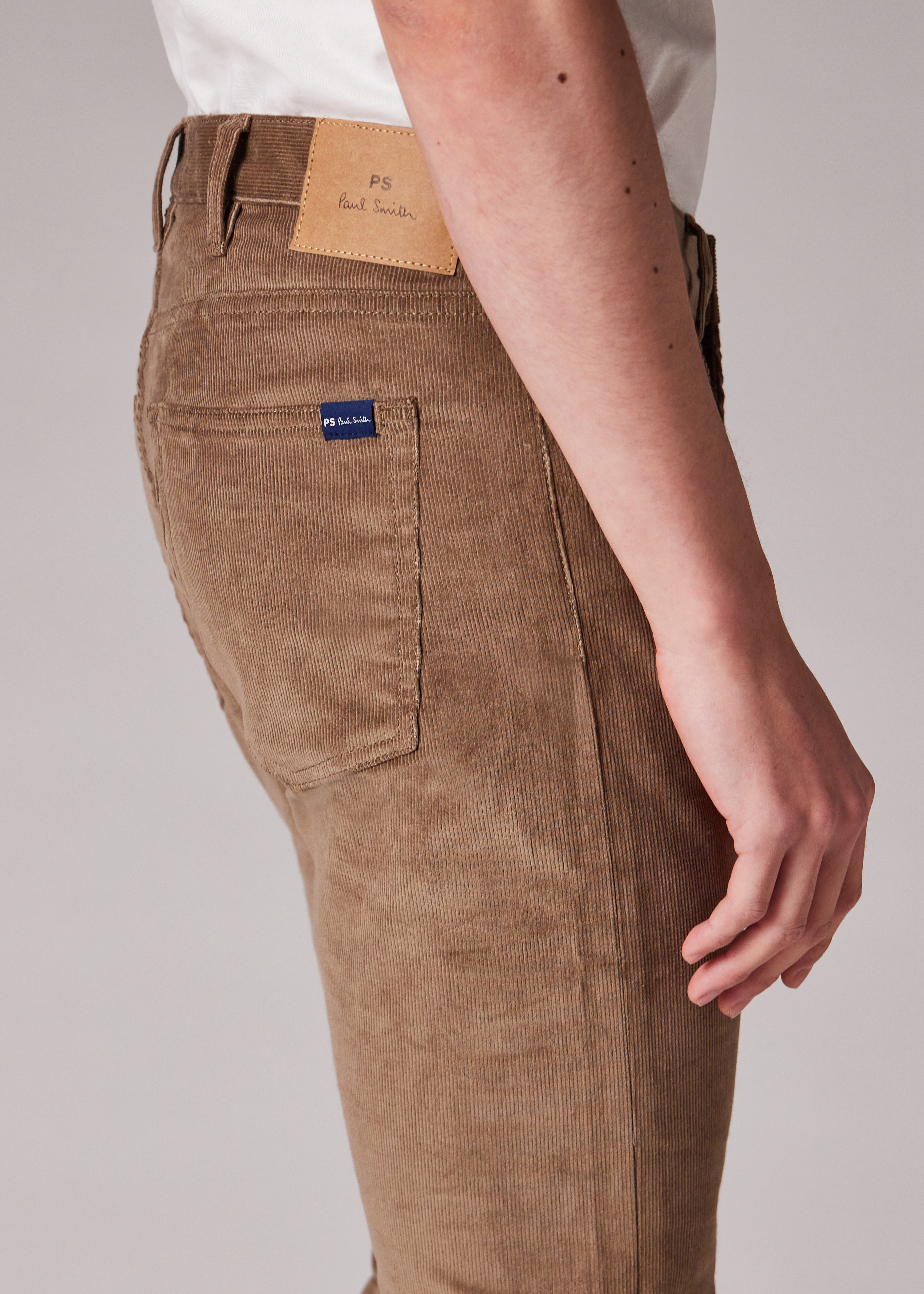 Tapered-Fit Light Brown Corduroy Trousers - 5