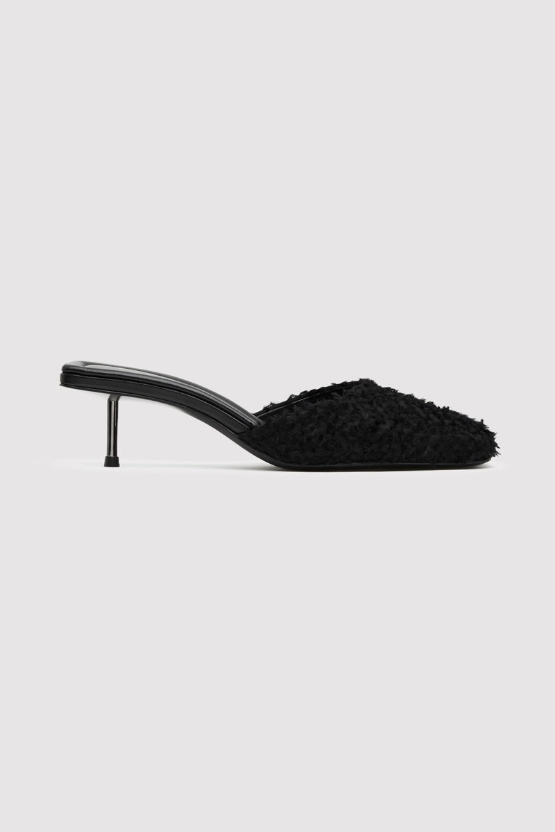 Feathered Square Toe Heel - Black 1