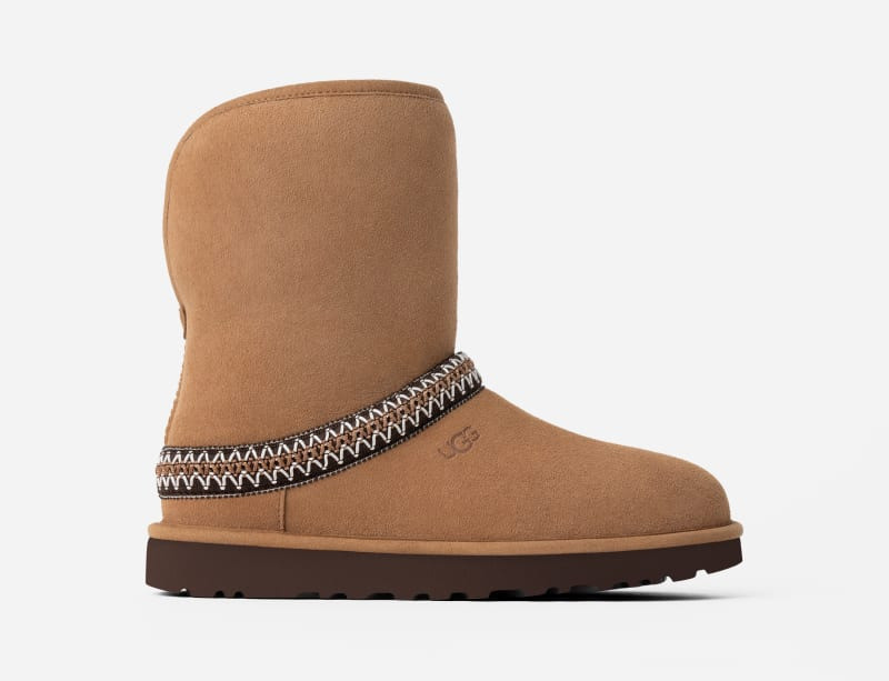 ® Women's Classic Short Crescent Suede/Polyester/Recycled Materials/Sheepskin Classic Boots in Chest 1