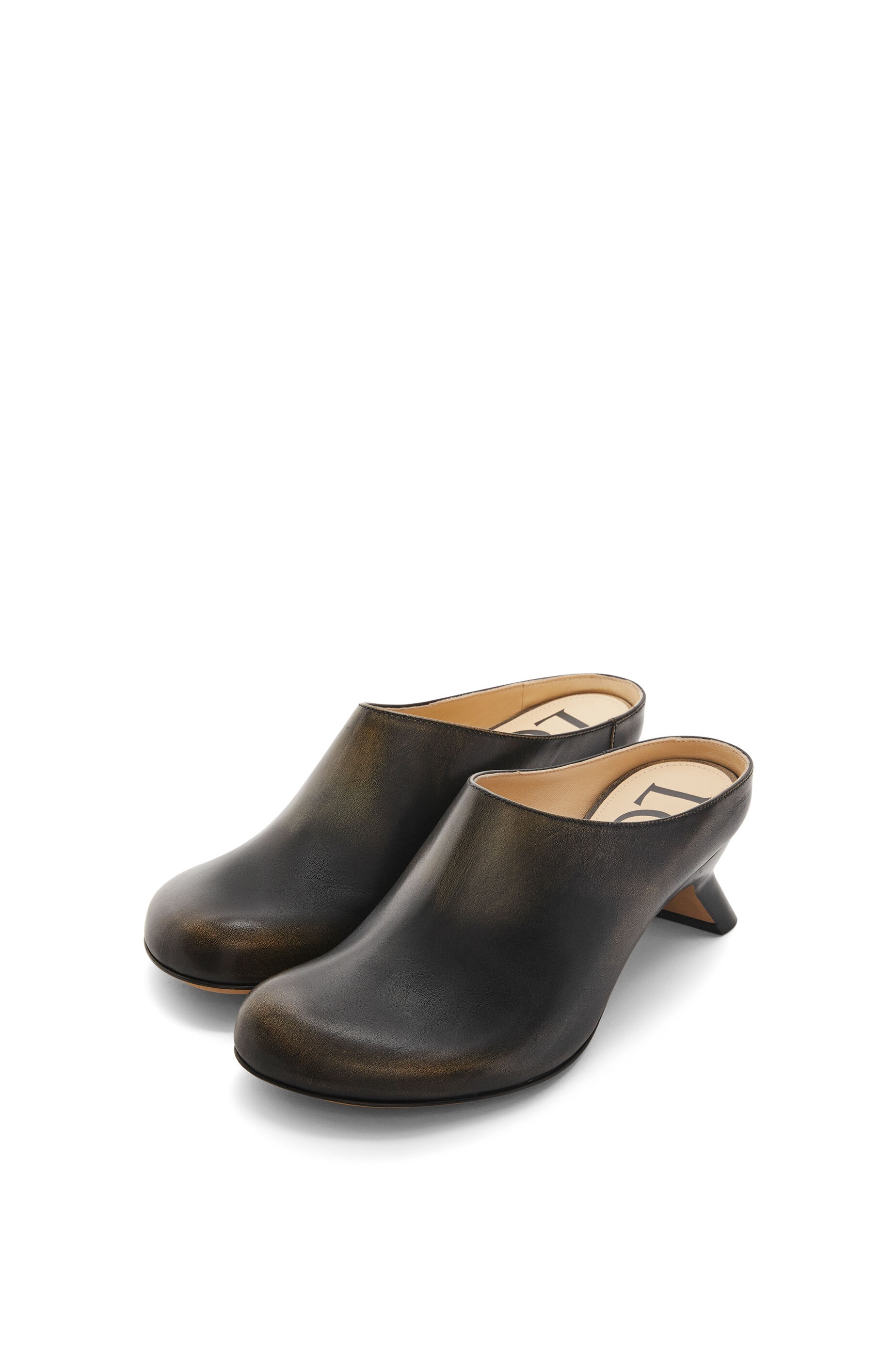 Kitten heel mule in bi-colour brushed-off calfskin - 3