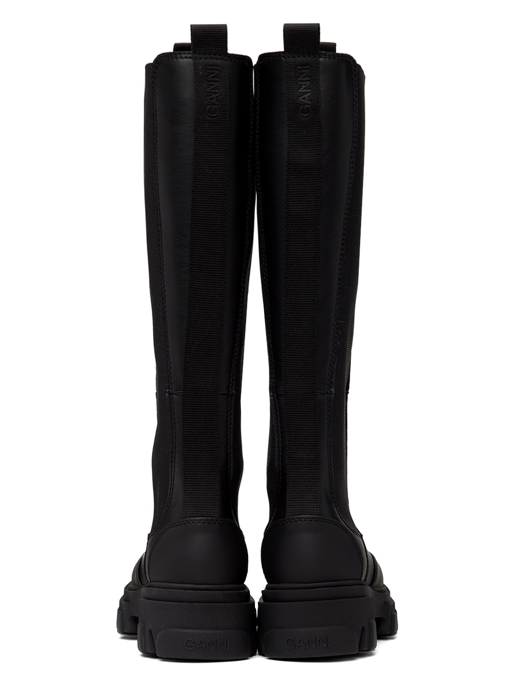 Black Stitch Cleated High Chelsea Boots - 2