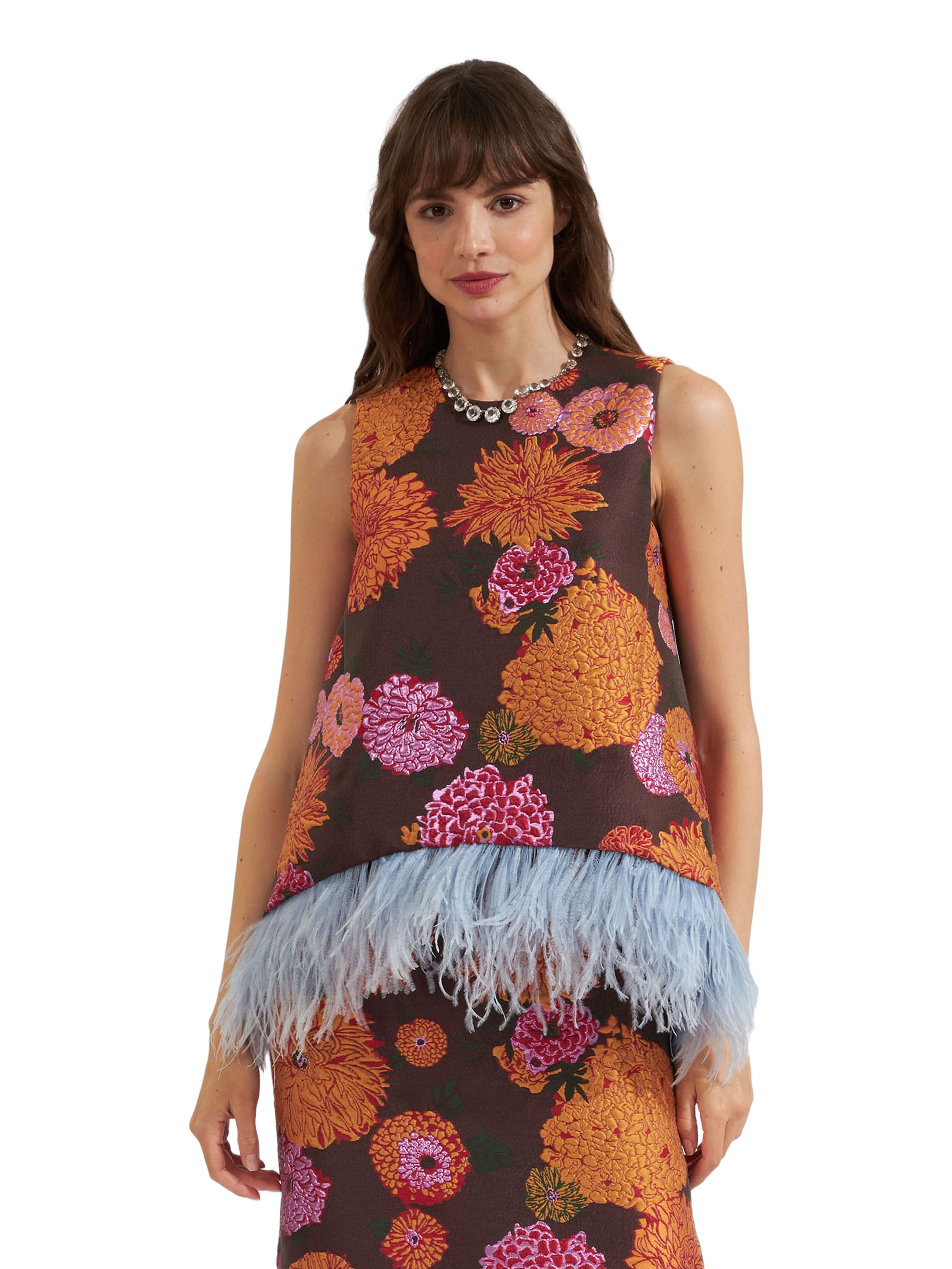La DoubleJ La Scala Top With Feathers Jacquard Gyn Chocolate at Nordstrom - 1