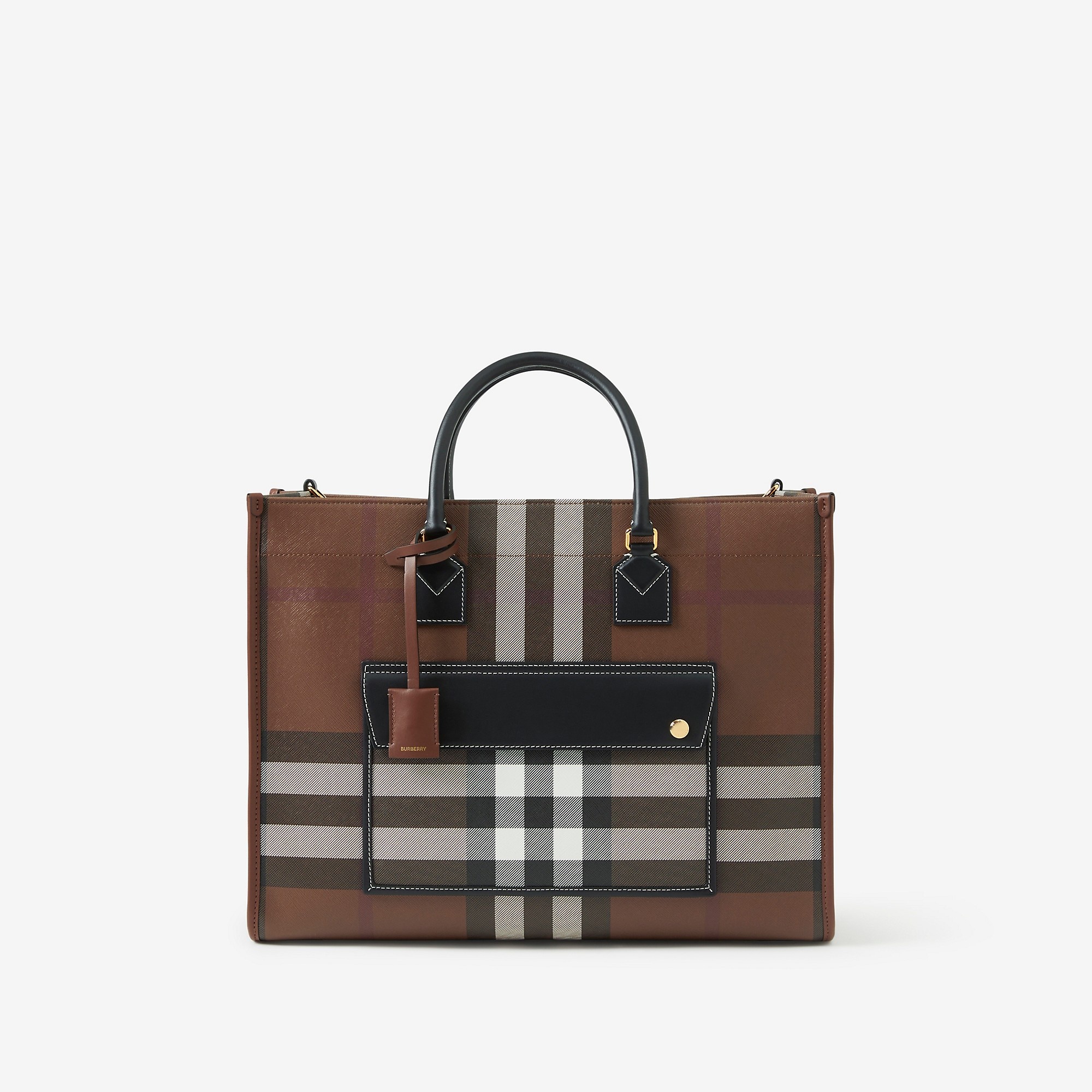 Check and Leather Medium Freya Tote - 1