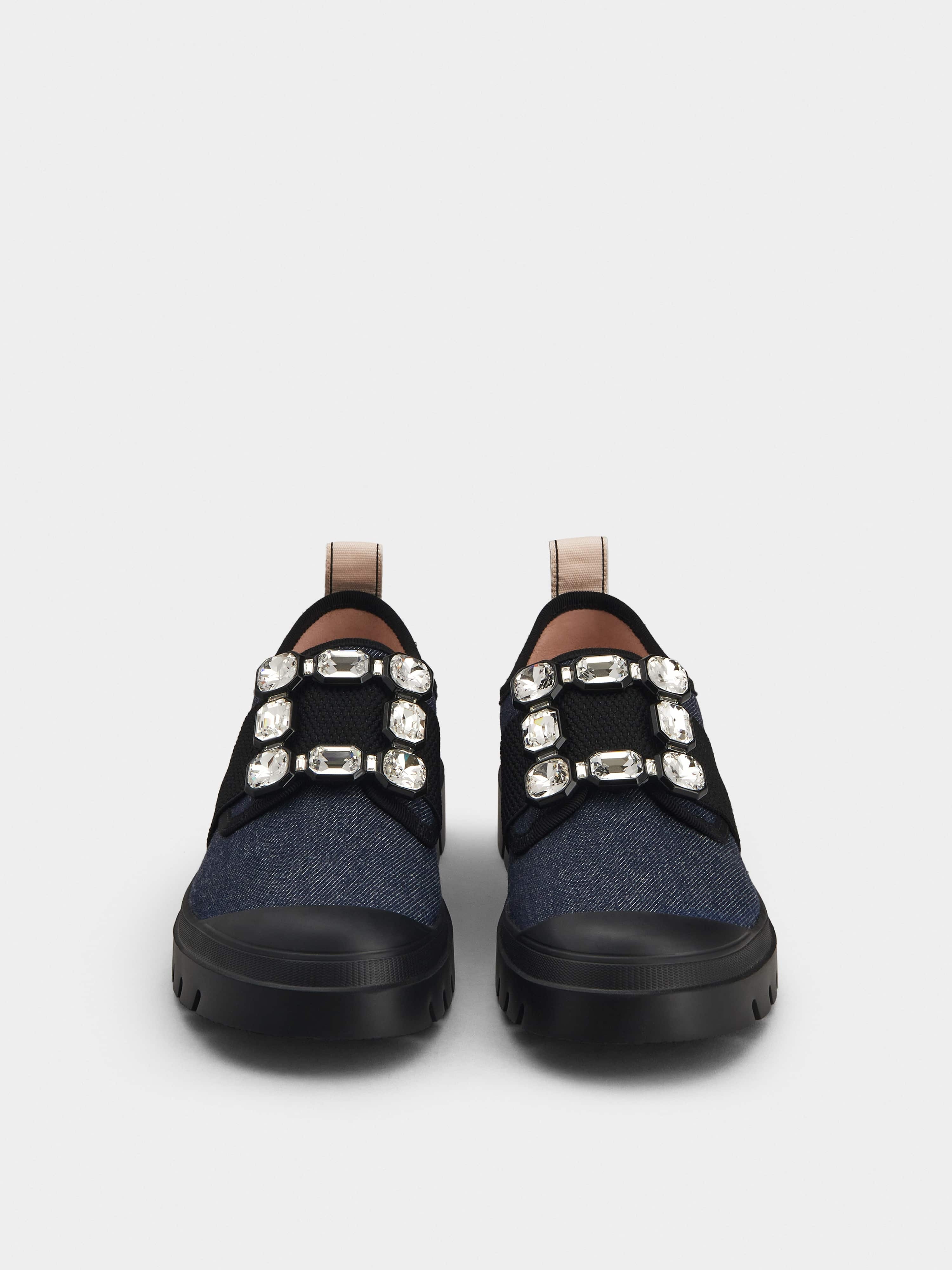 Walky Viv' Strass Buckle Sneakers in Denim - 4