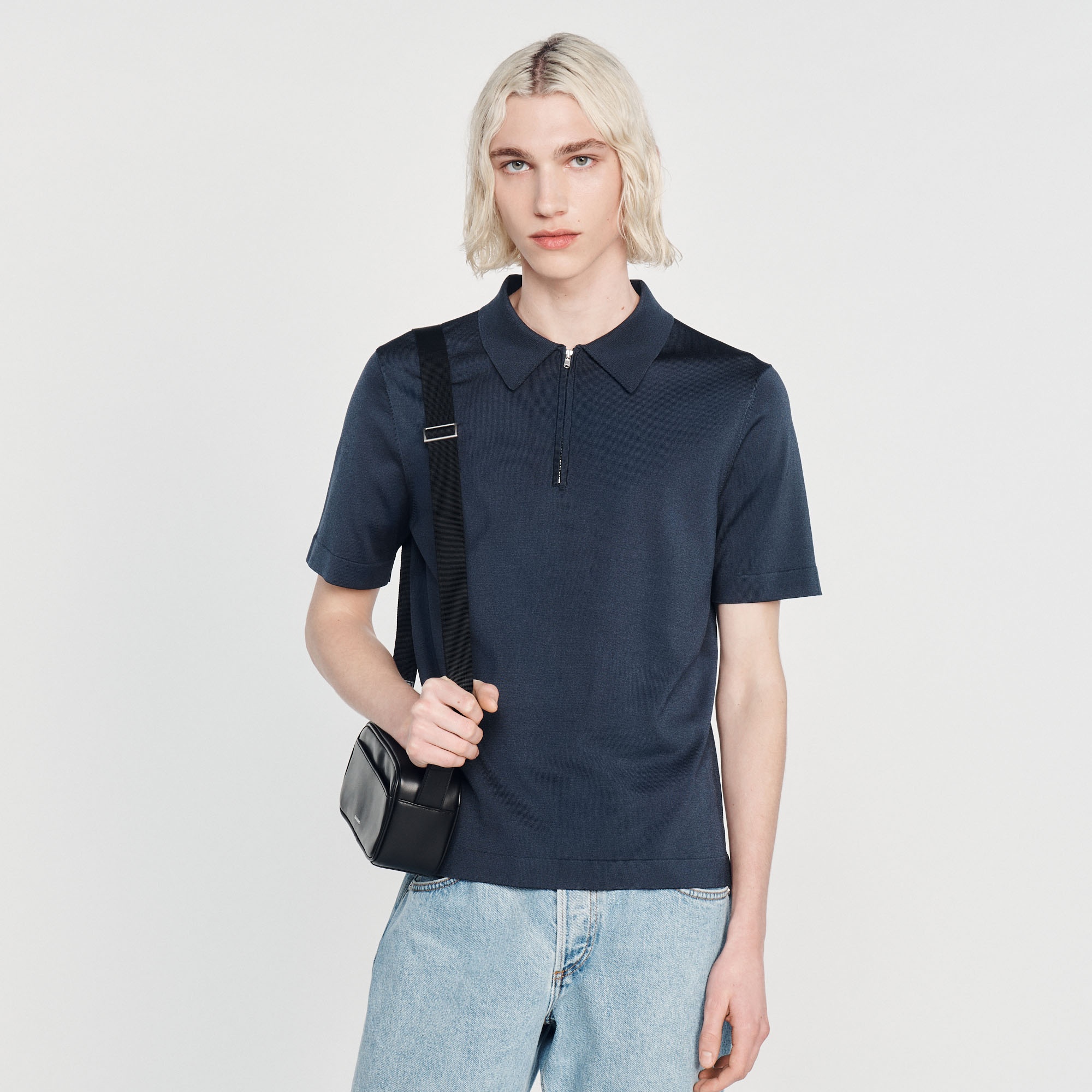 Knitted polo shirt with zip collar - 5