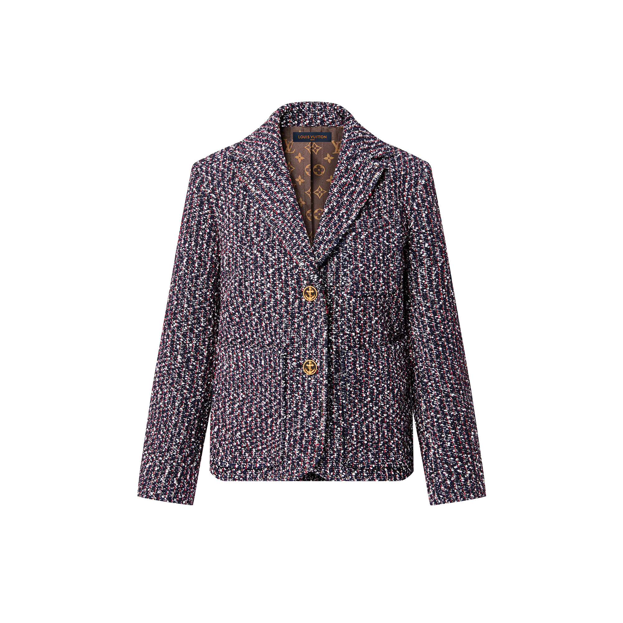 Tricolor Bouclé Tweed Blazer - 1