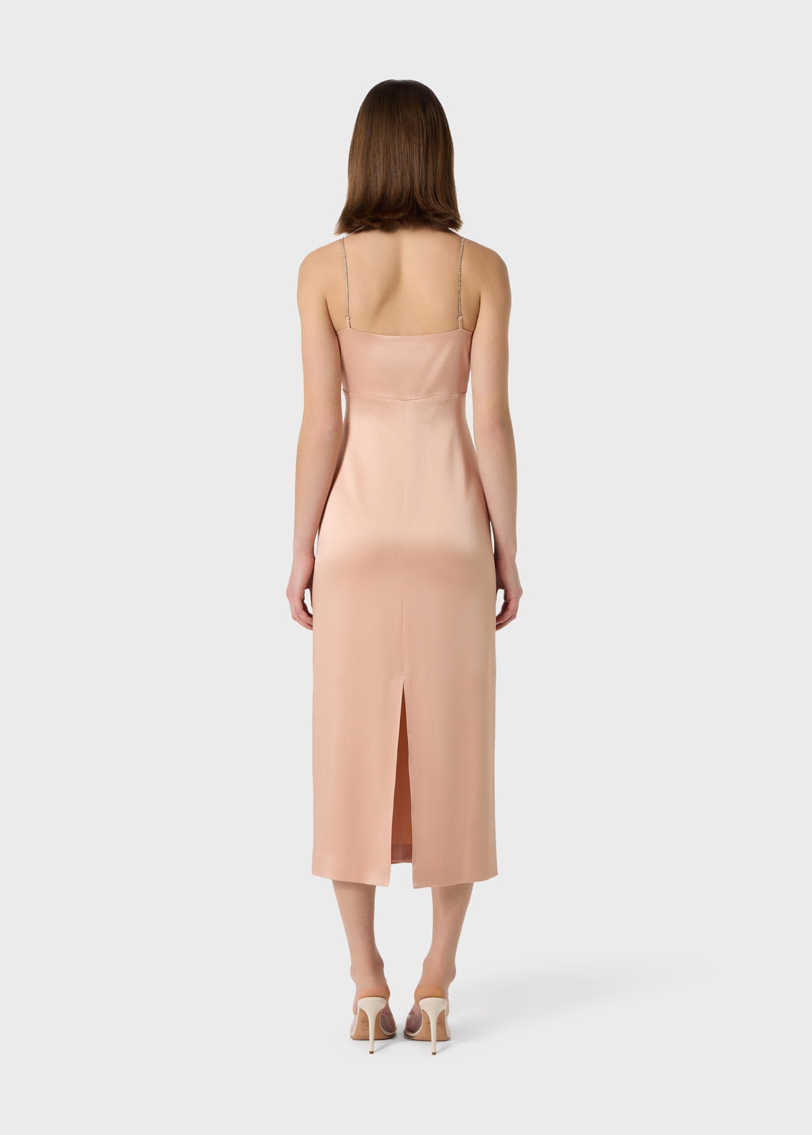 MIDI DRESS IN SATIN WITH RHINESTONE DETAILS - 4
