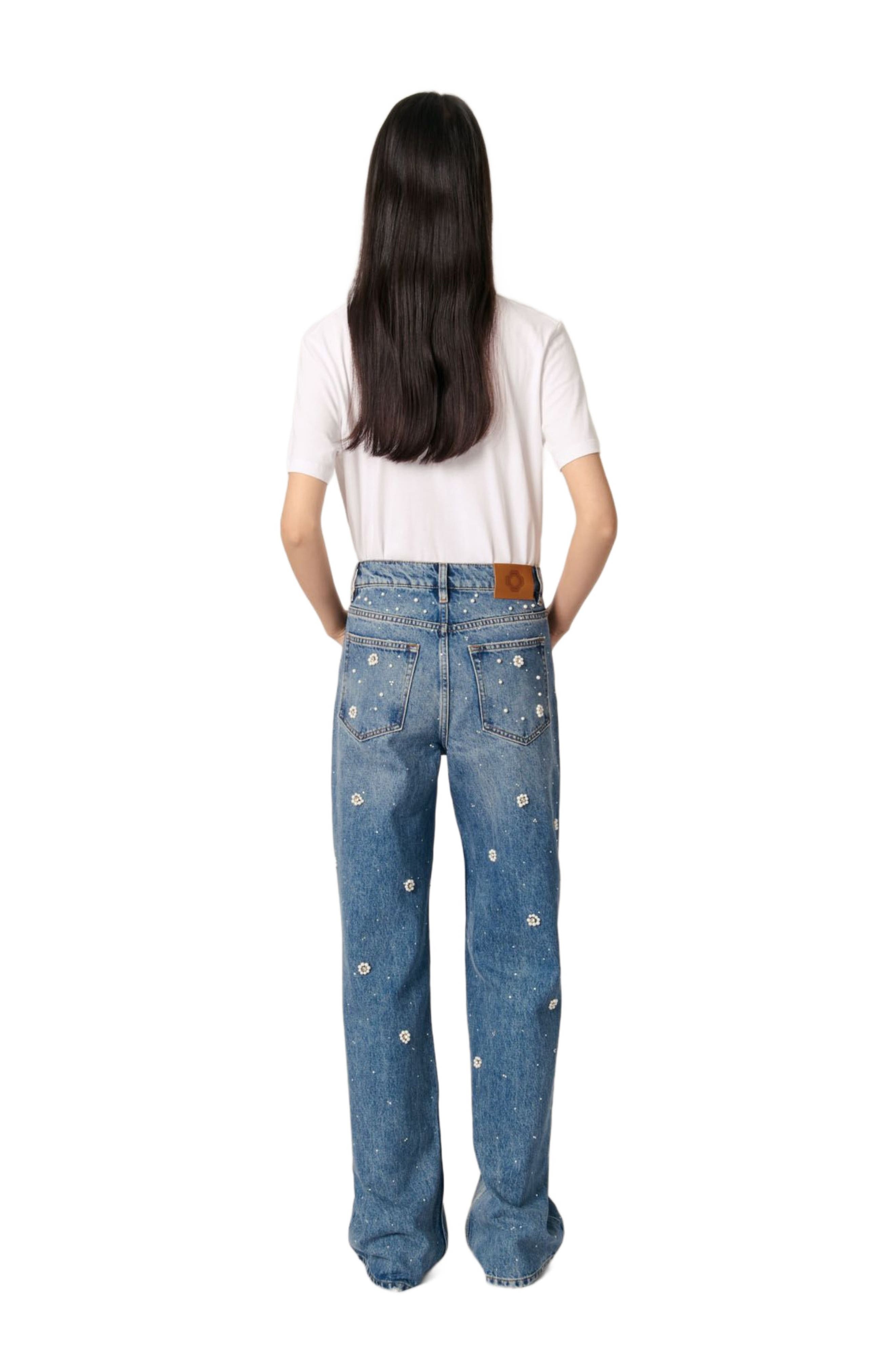 maje Wide-leg embroidered jeans in Blue at Nordstrom - 2