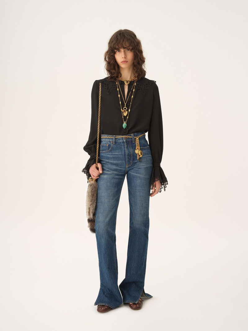 Chloé FLUID BLOUSE IN CRÊPE DE CHINE & LACE outlook