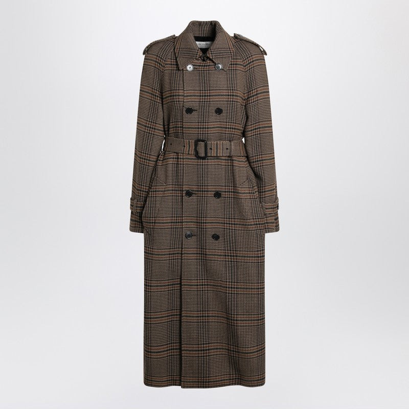 Saint Laurent Double-Breasted Coat In Prince Of Wales Wool Women - 1