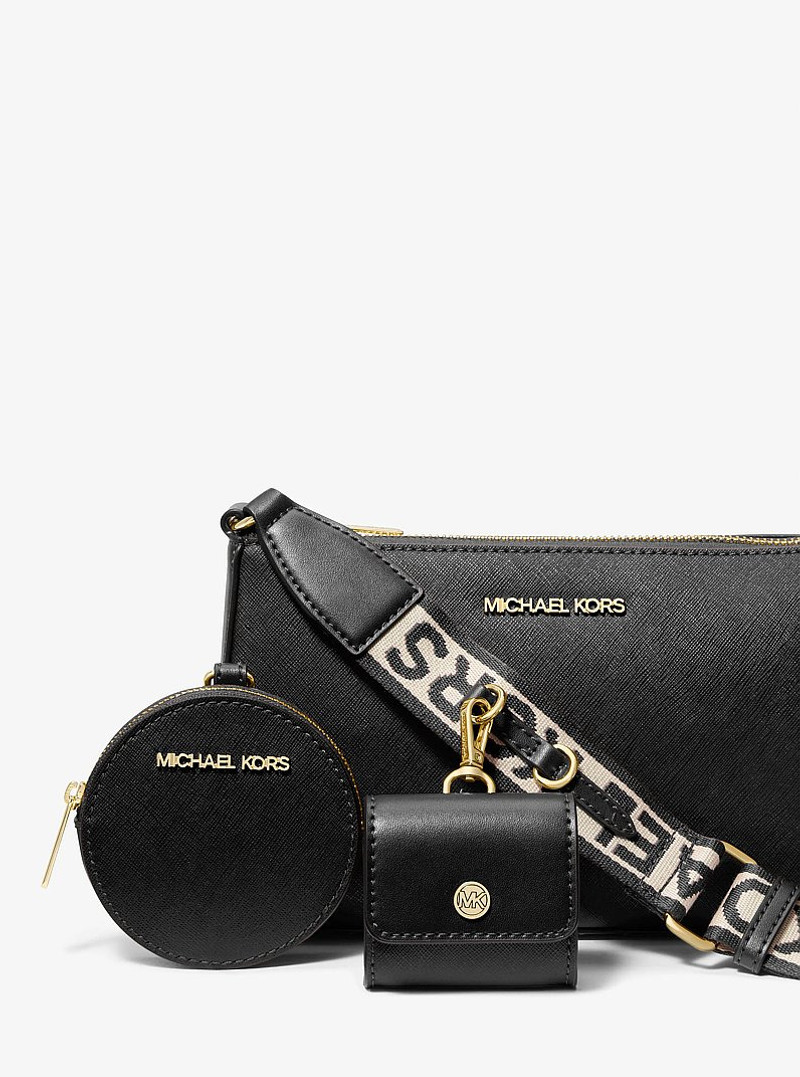 Jet Set Saffiano Leather Crossbody Bag with Case for Apple Airpods Pro 4