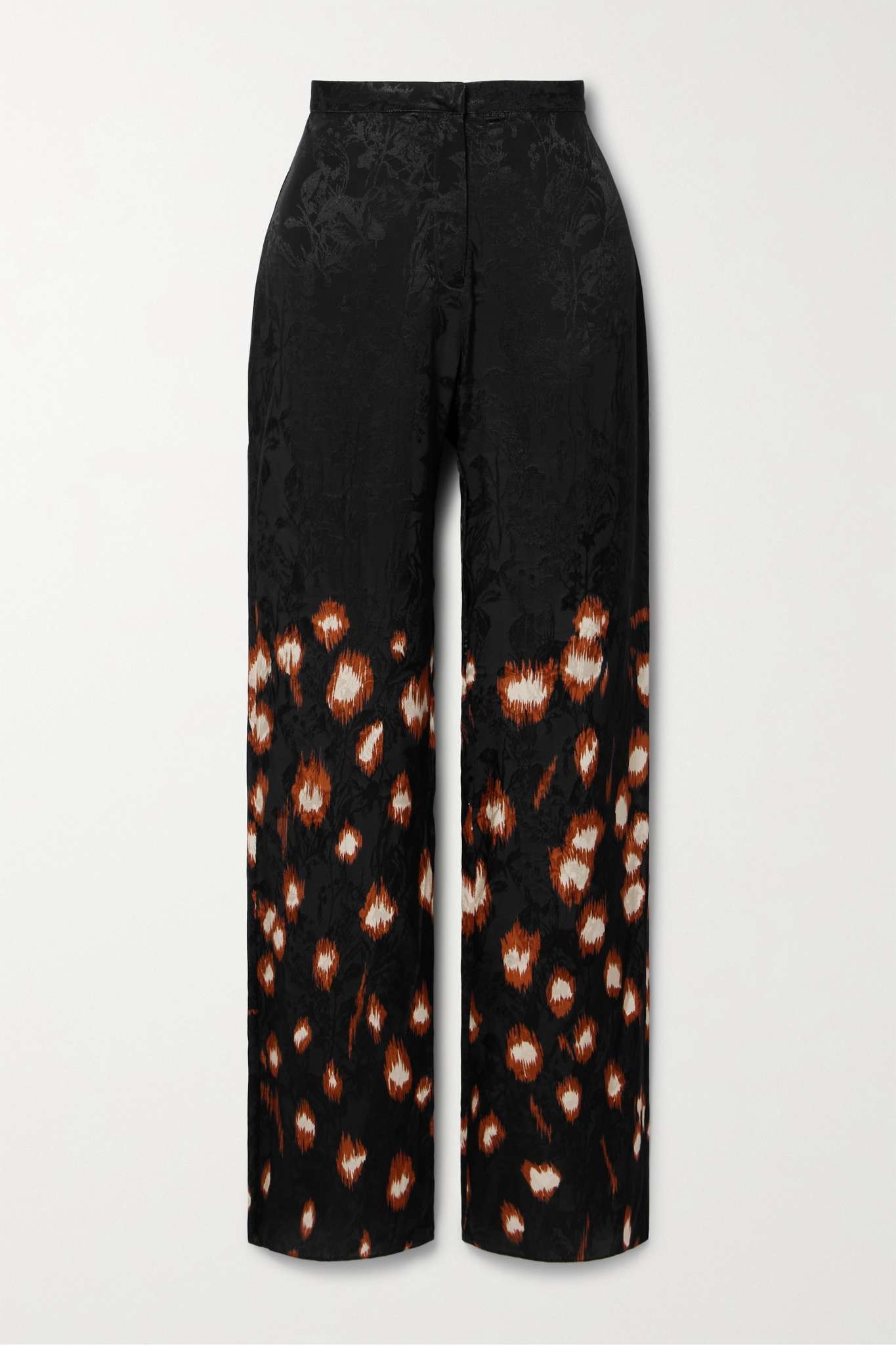 + NET SUSTAIN Aromatic Evenings printed satin-jacquard straight-leg pants - 1