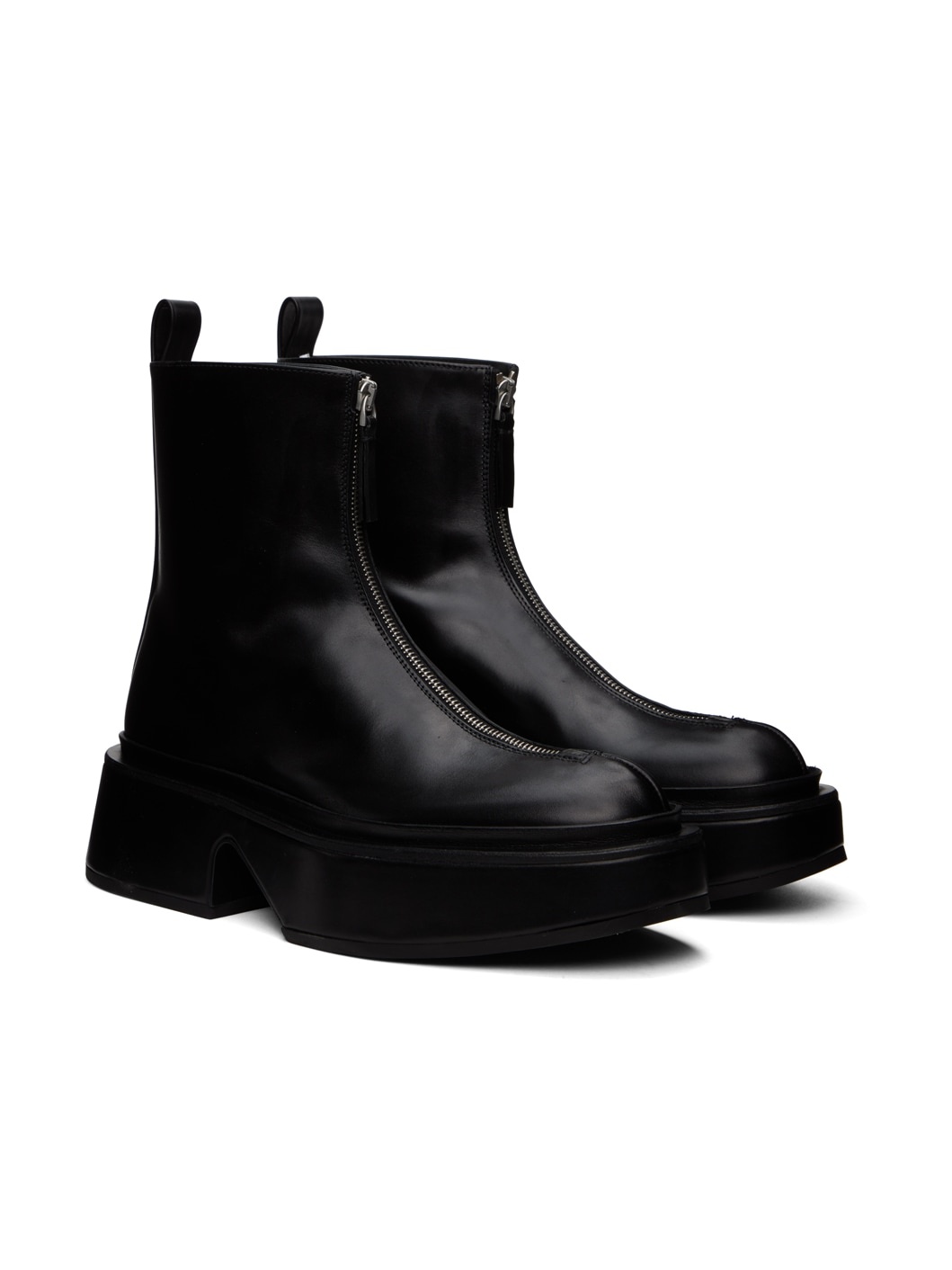 Black Wedge Platform Boots - 4