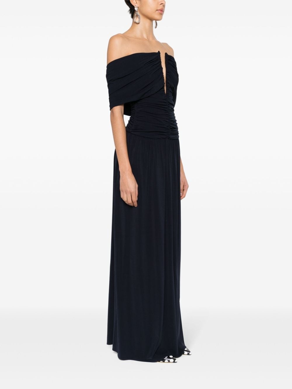 off-shoulder ruched maxi dress - 3