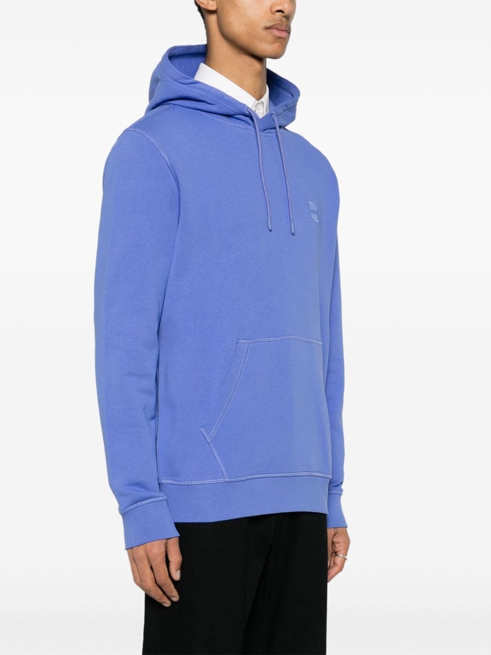 logo-patch cotton hoodie - 3