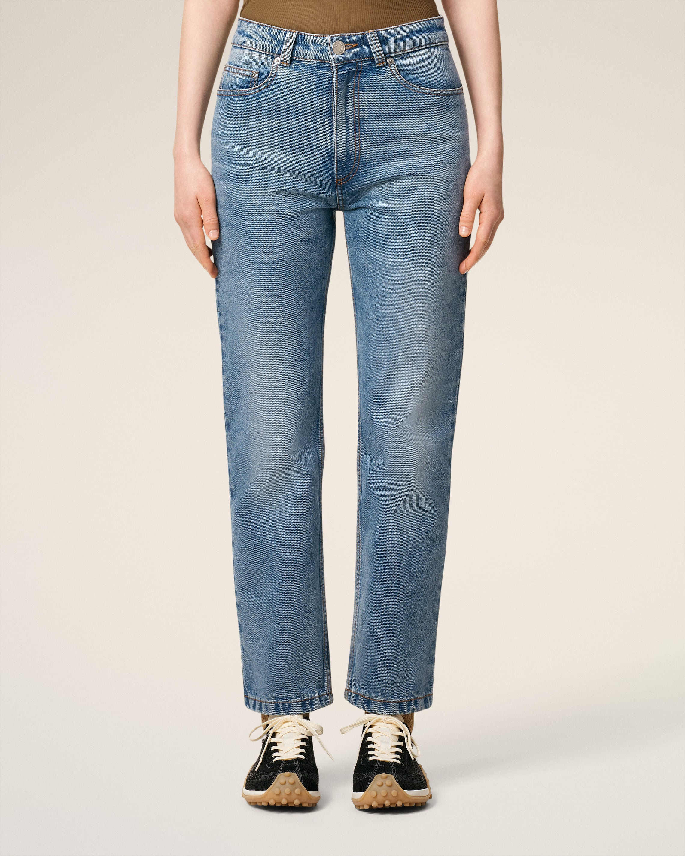 BLUE COTTON CLASSIC FIT JEANS - 3