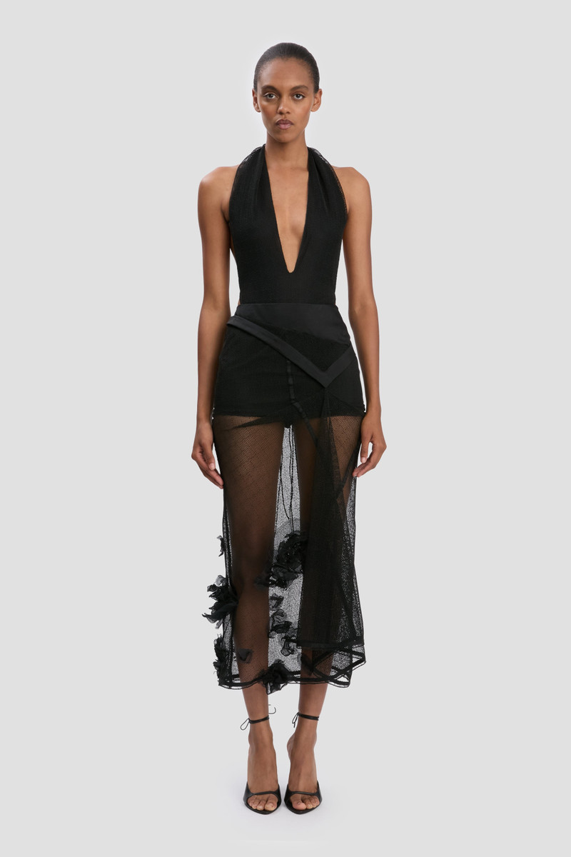Victoria Beckham Halter Neck Bodysuit In Black outlook