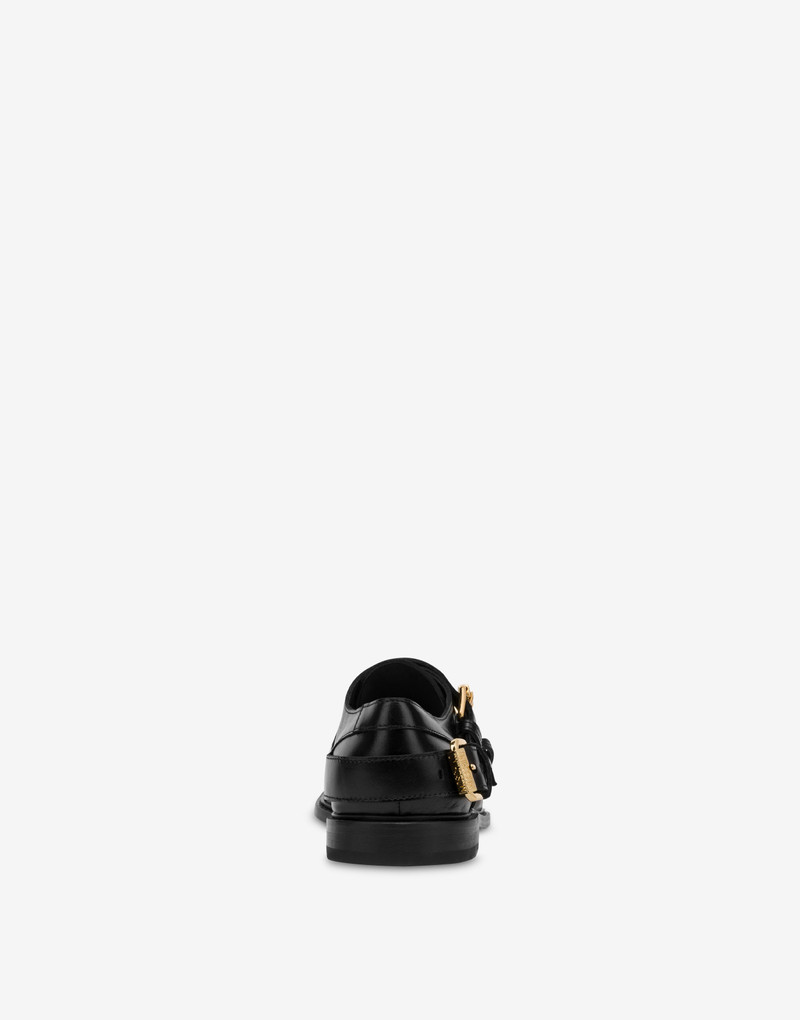 Moschino MULTI BUCKLES SHINY CALFSKIN LOAFERS outlook