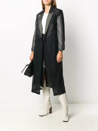 Salvatore Ferragamo sheer double-breasted silk coat outlook