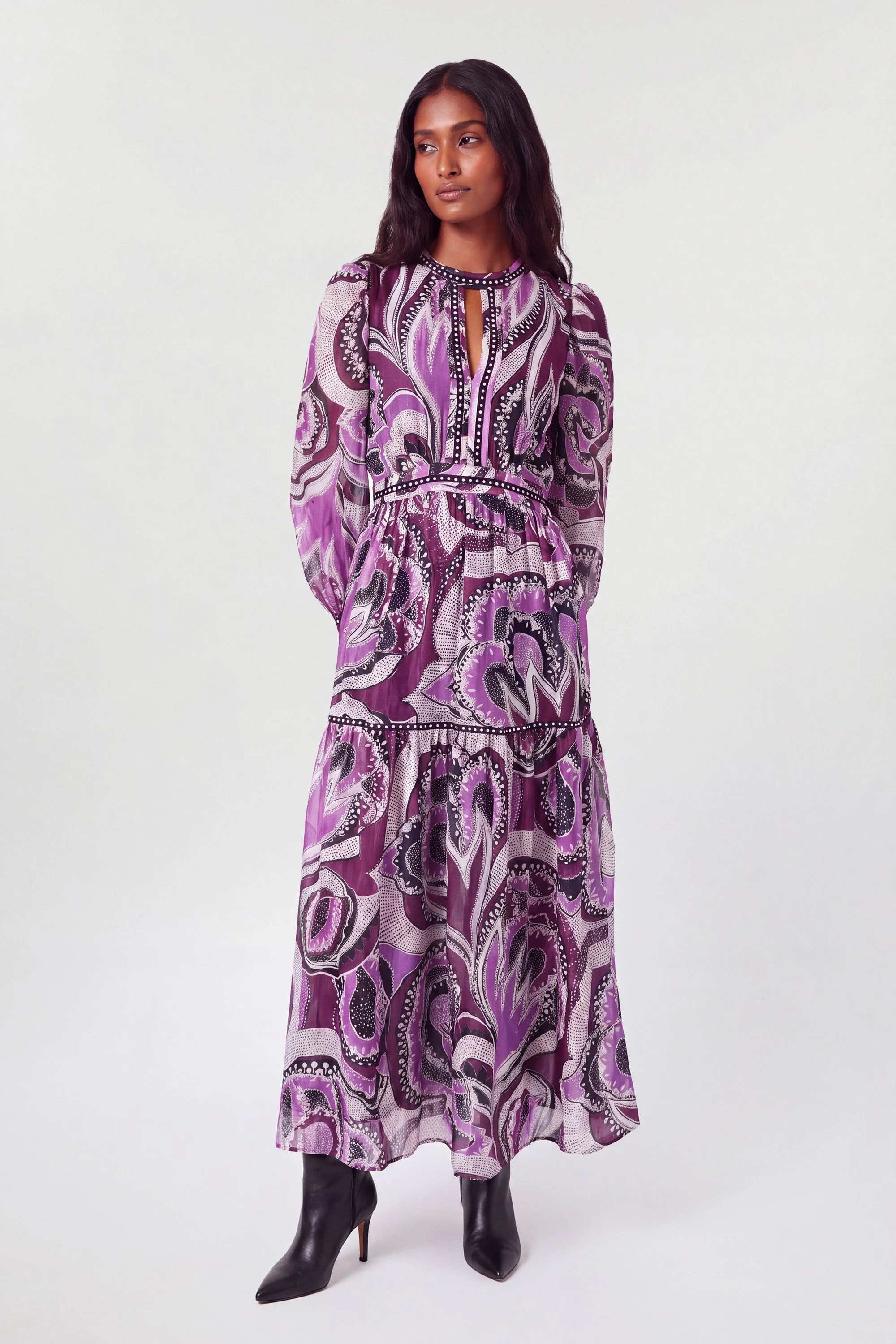 Petite Floral Studded Maxi Dress - 1