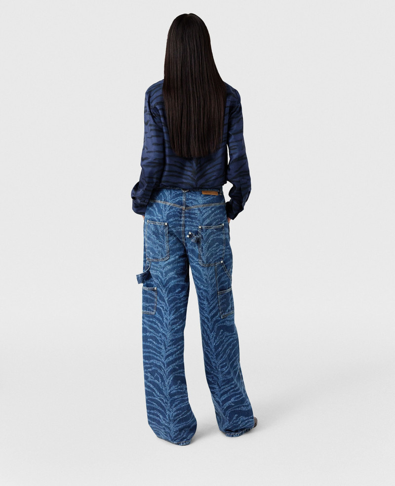 Tiger Pattern High-Rise Straight Leg Cargo Jeans 4