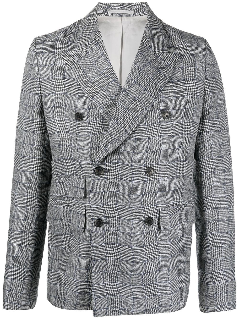 checked double-breasted blazer - 1