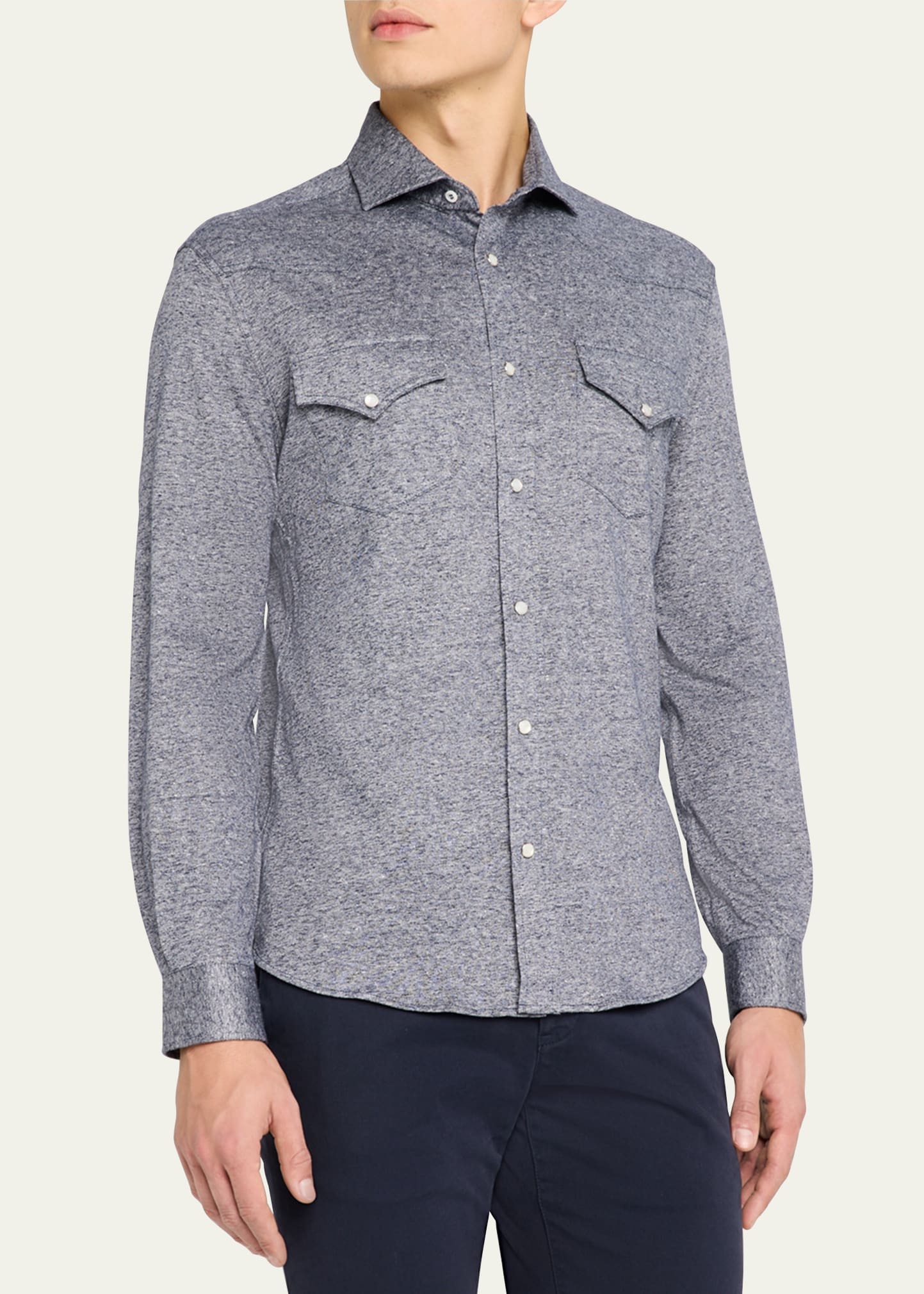 Men's Cotton and Linen Western Shirt - 4