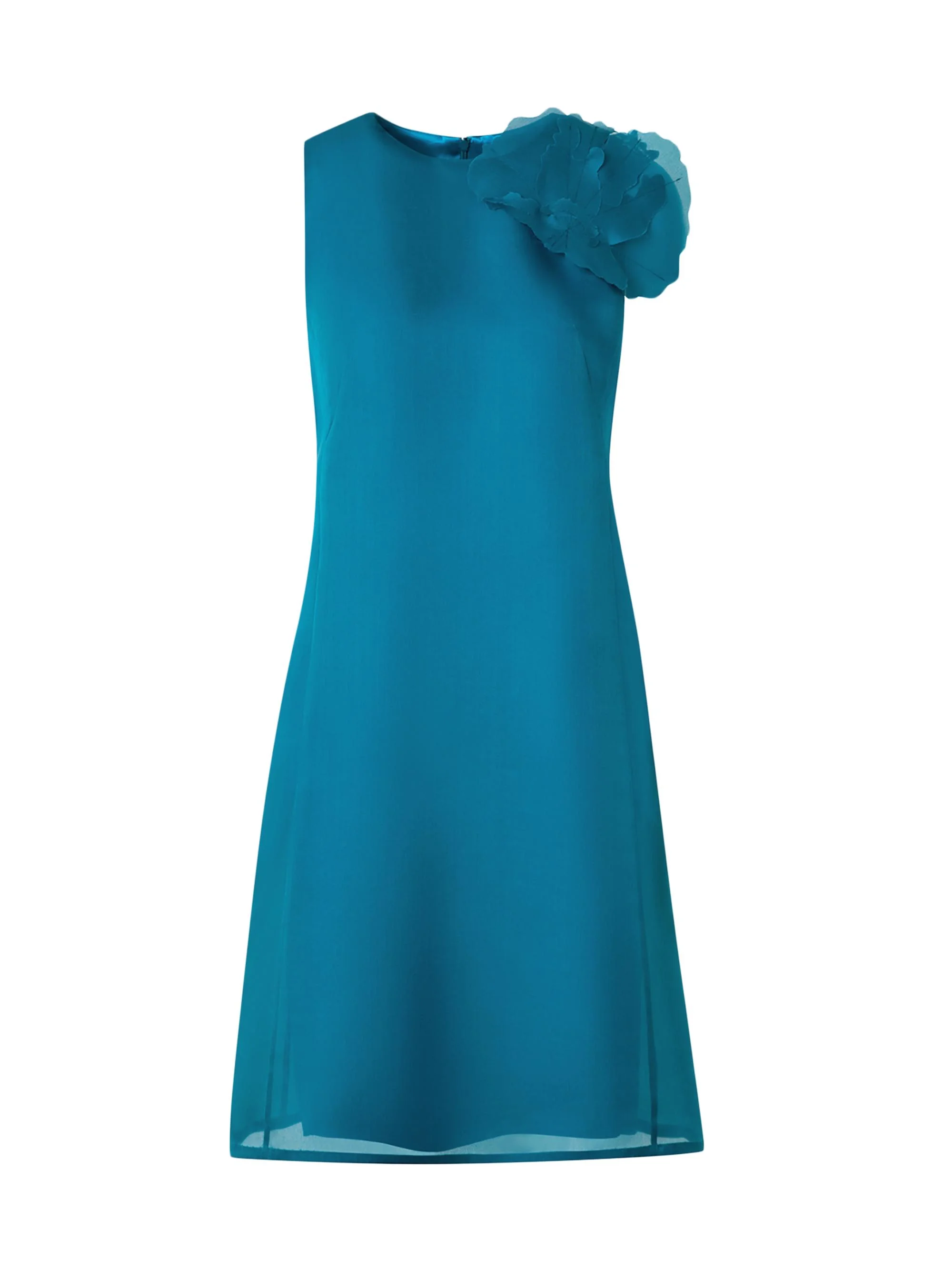 Women's Organza Anemone Silk Minidress - Laguna Blue - 1