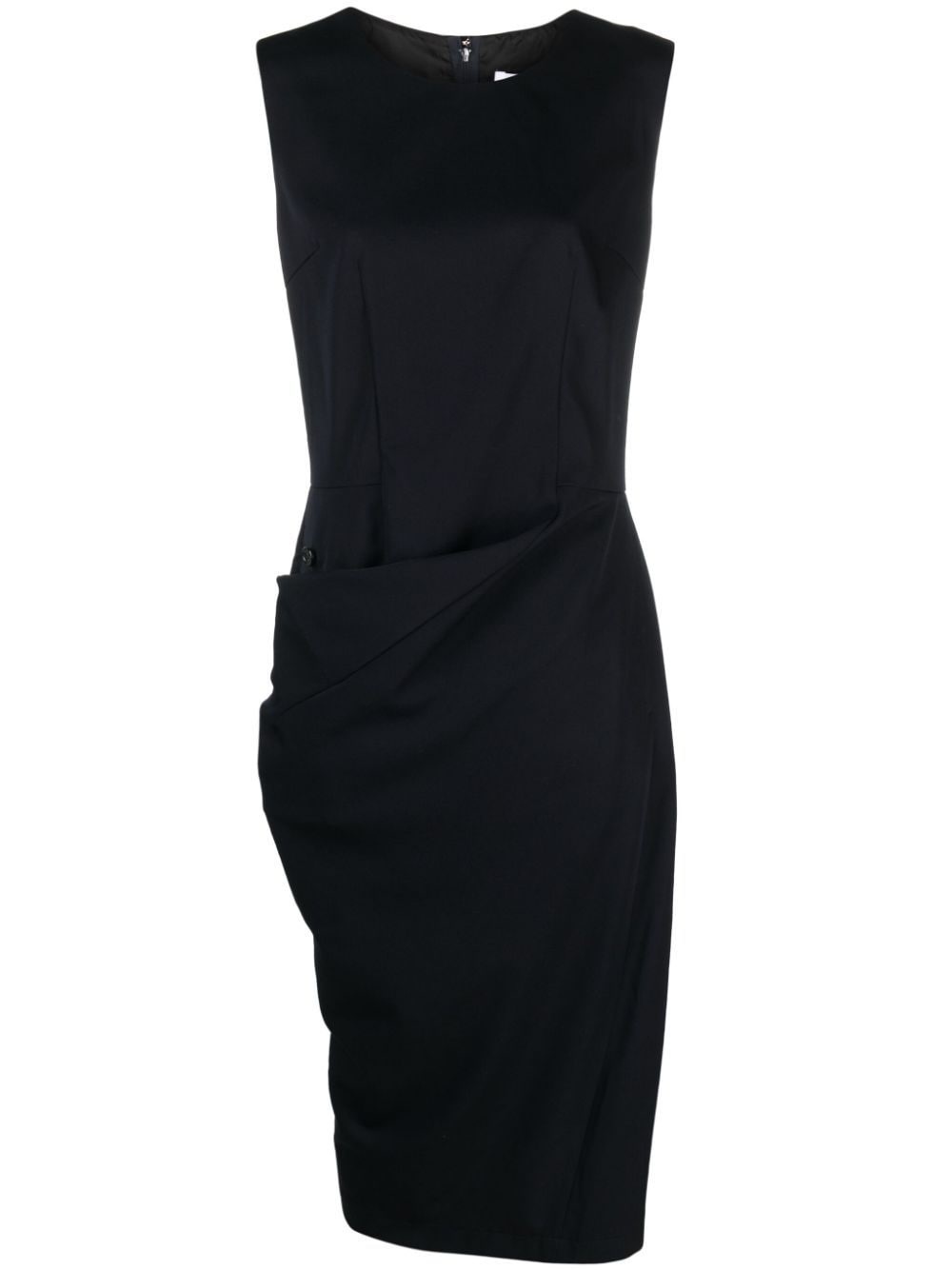sleeveless draped wool dress - 2