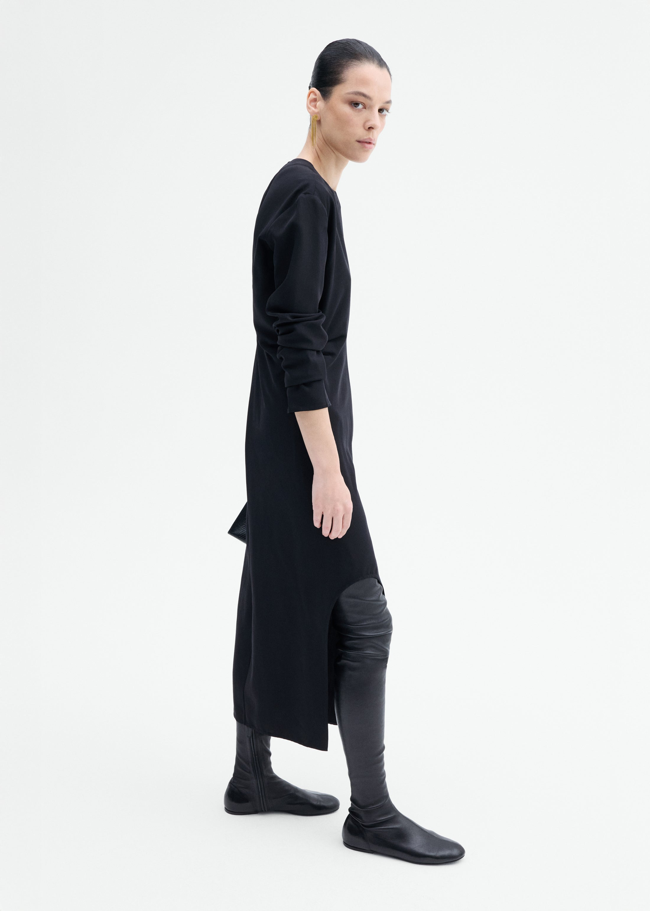 Keyhole Dress in Viscose Wool - 3