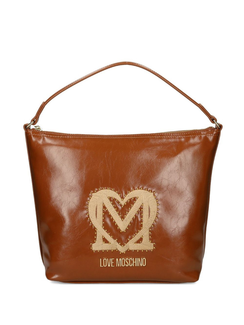 logo-plaque studded shoulder bag 1