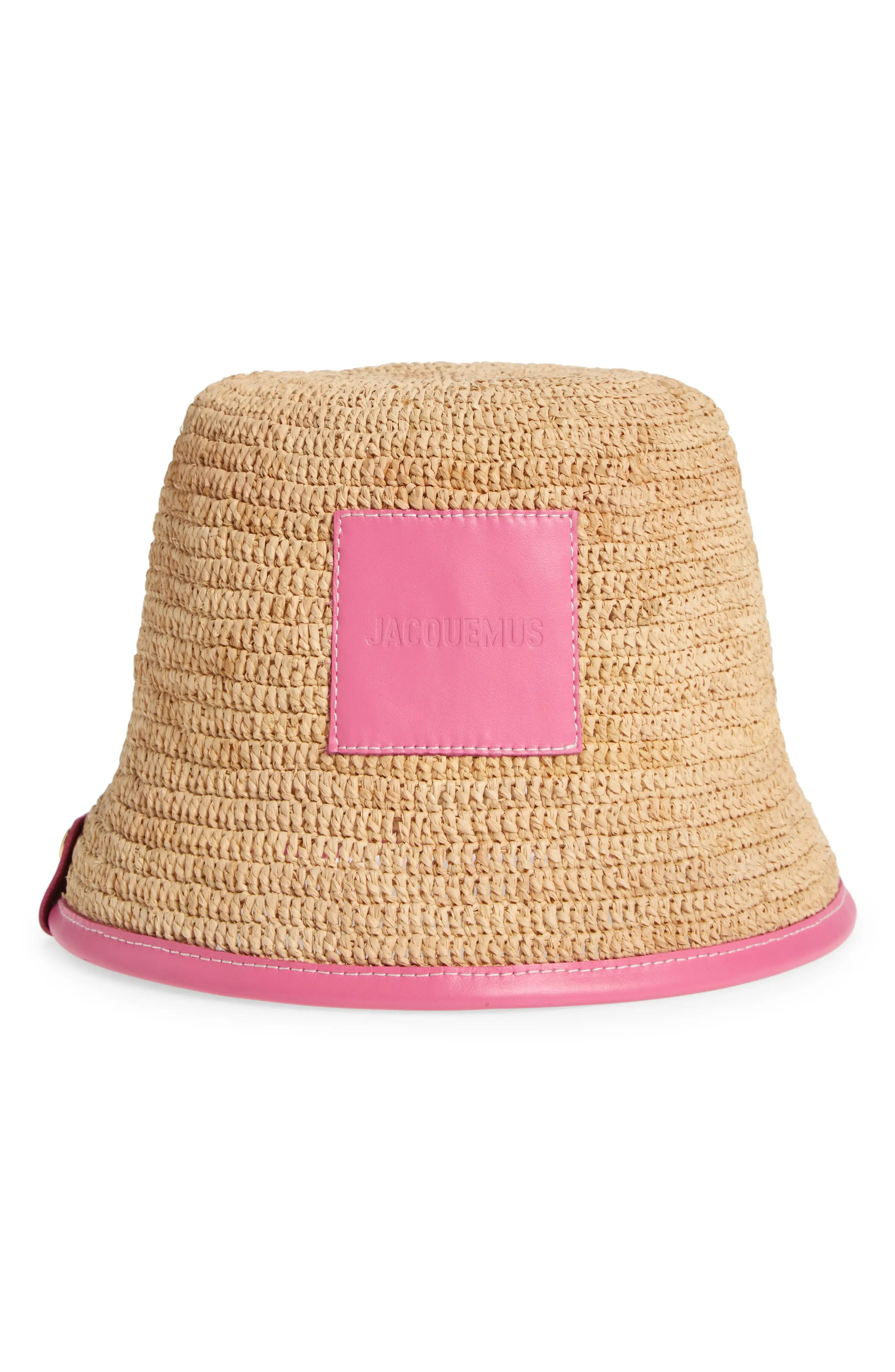 Le Bob Soli Leather & Raffia Bucket Hat - 1