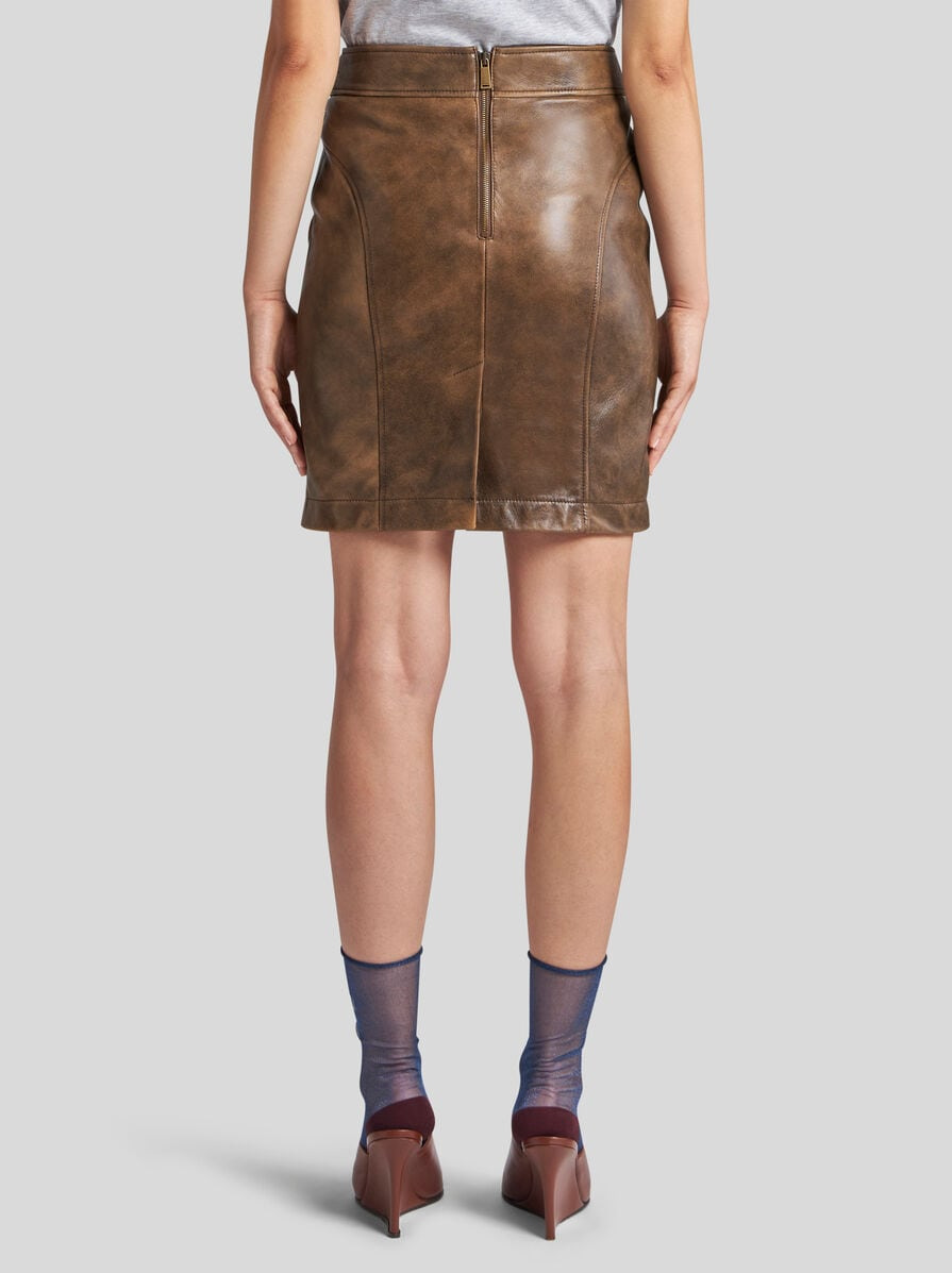 LEATHER SKIRT WITH INLAYS - 5