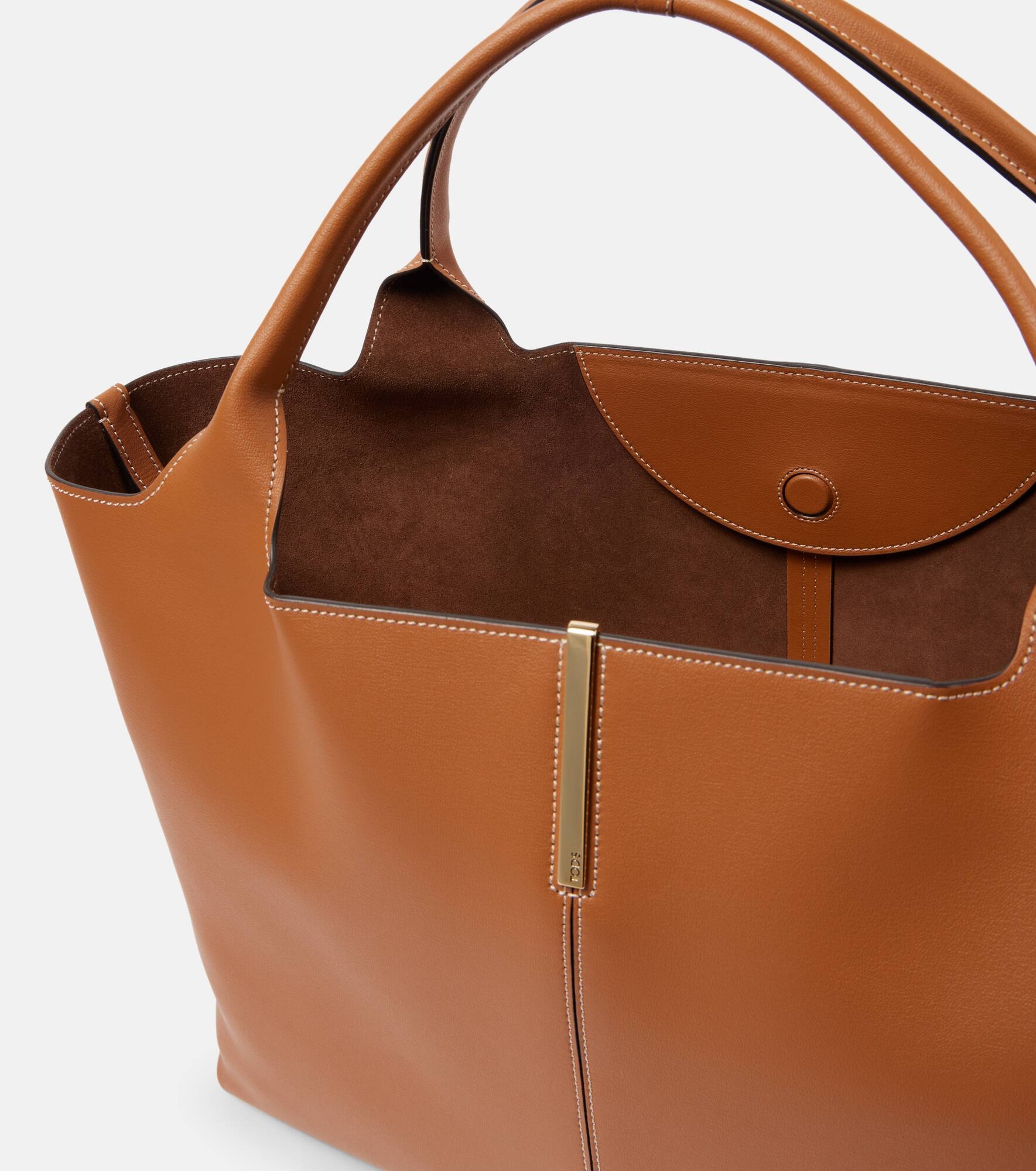 Medium leather tote bag - 3