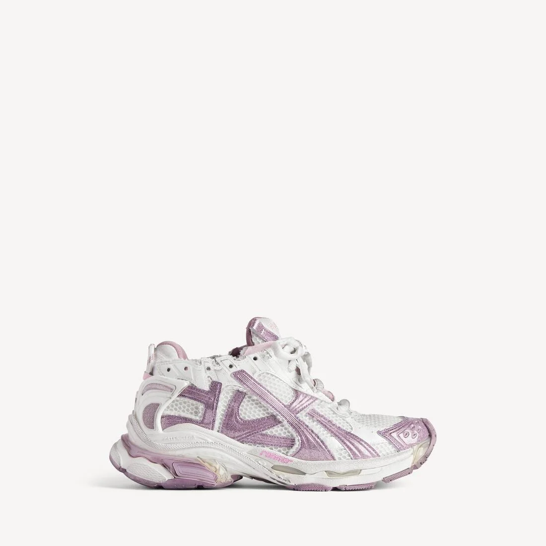 Women's Runner Glitter Sneaker in White/lilac/pink - 1