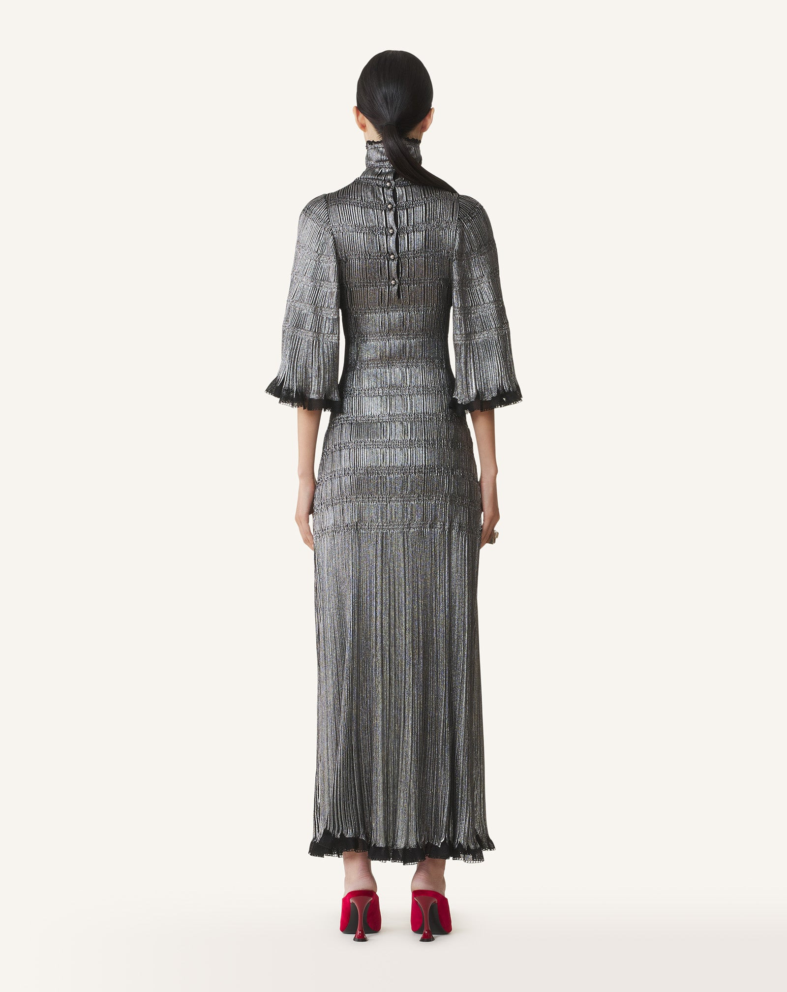 FUNNEL-NECK MIDI DRESS - 4