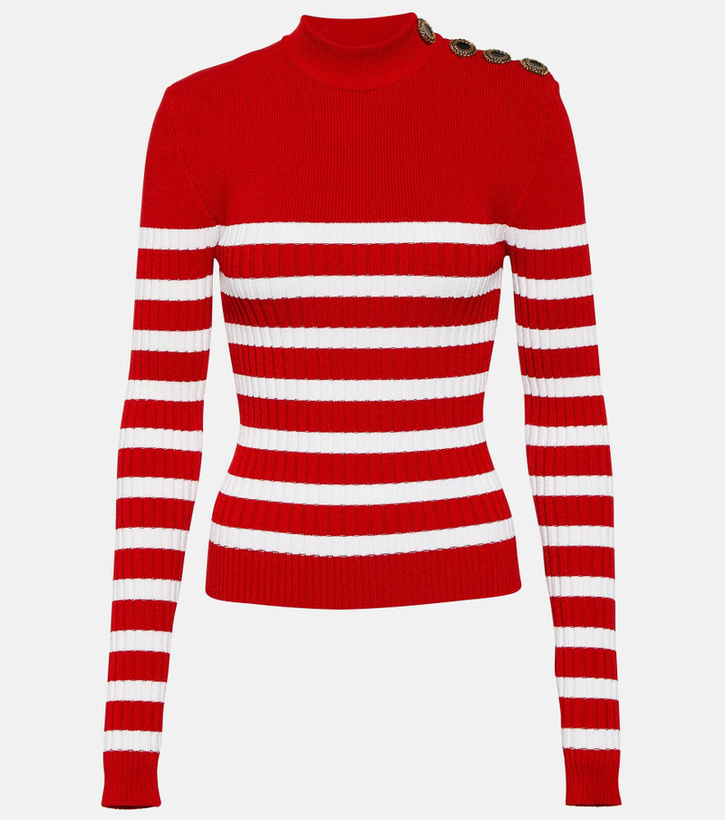 Embellished striped knit top 1