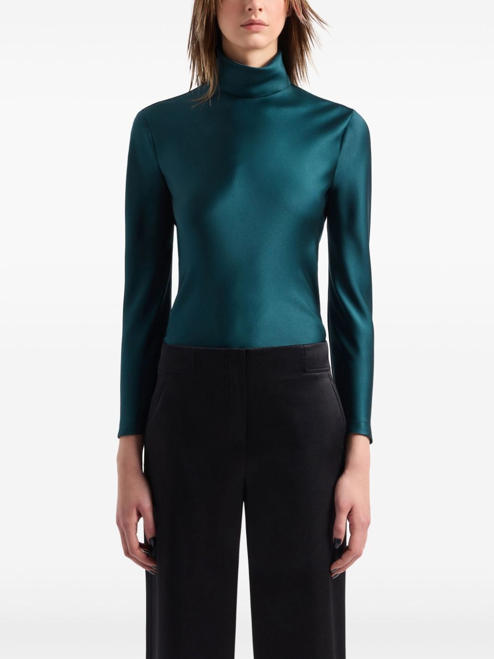 mock-neck silk top - 2