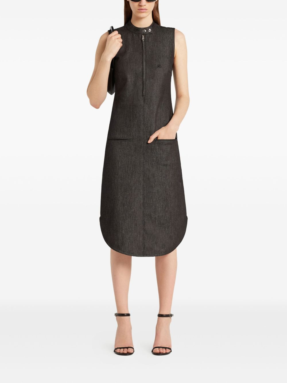 zip-front sleeveless dress - 2
