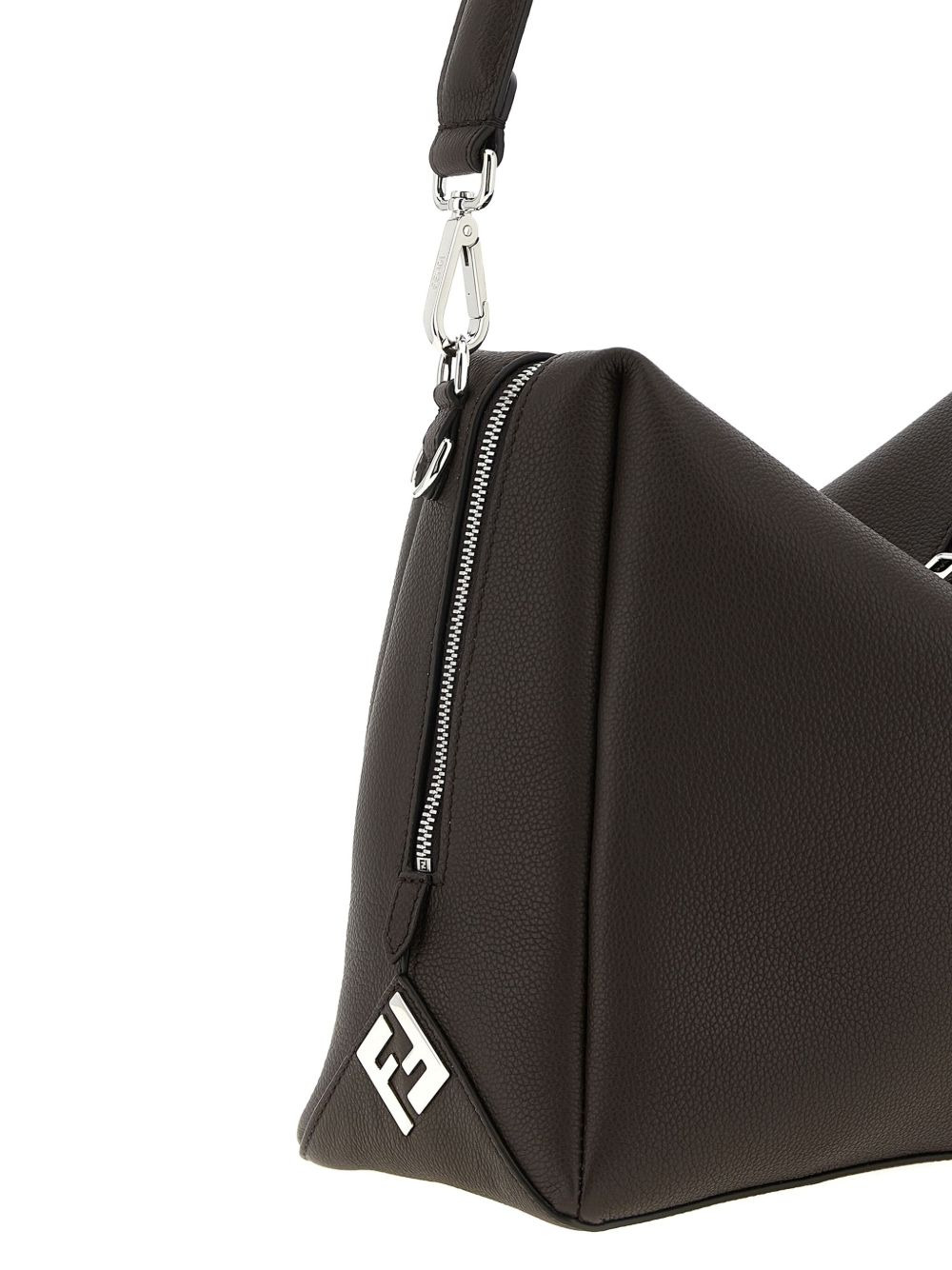 FF logo leather shoulder bag - 3